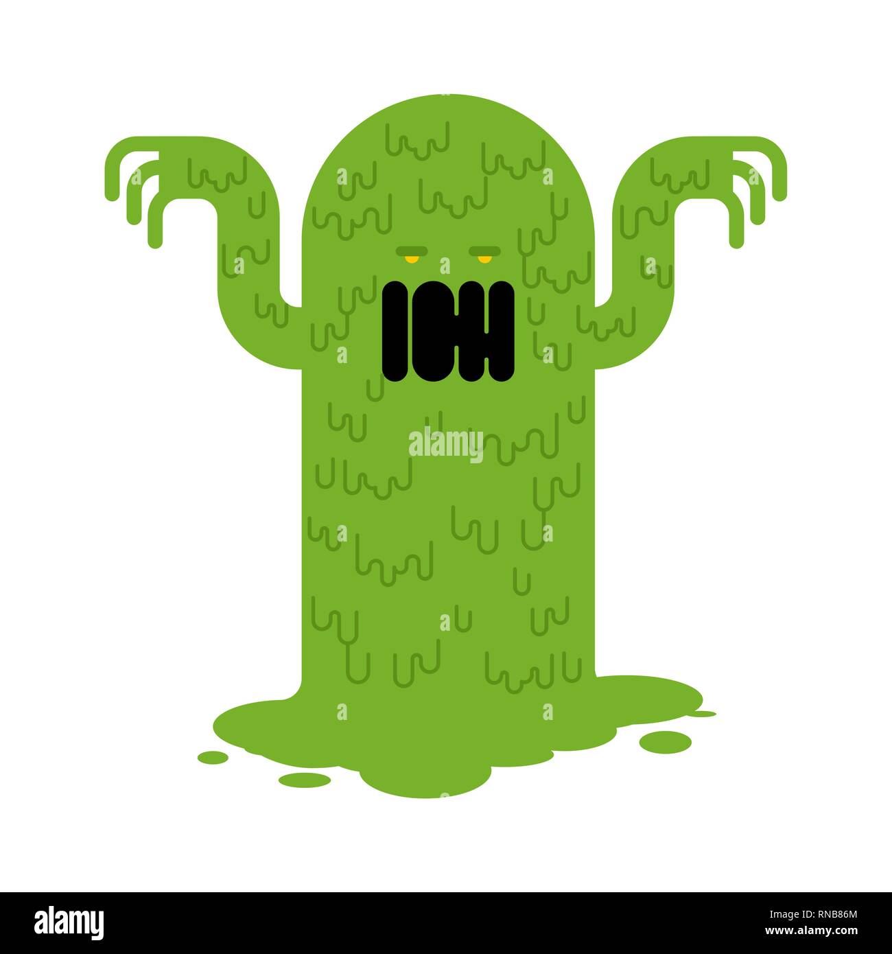 Snot monster. green mucous Mucus character. Vector illustration Stock Vector