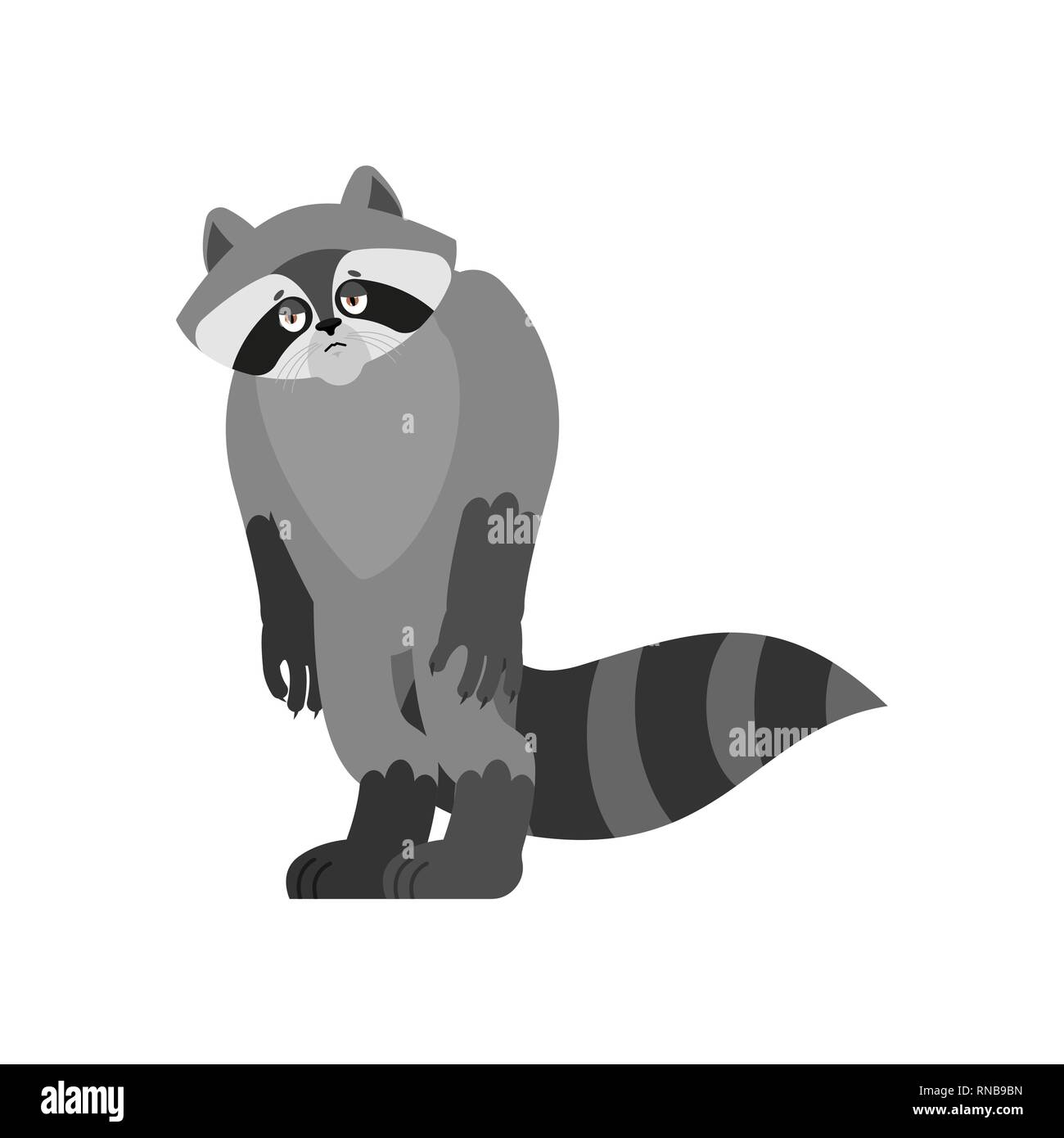 Sad Eye Raccon Raccoon sad. Racoon sorrowful emotions. Coon dull. Vector illustration ...