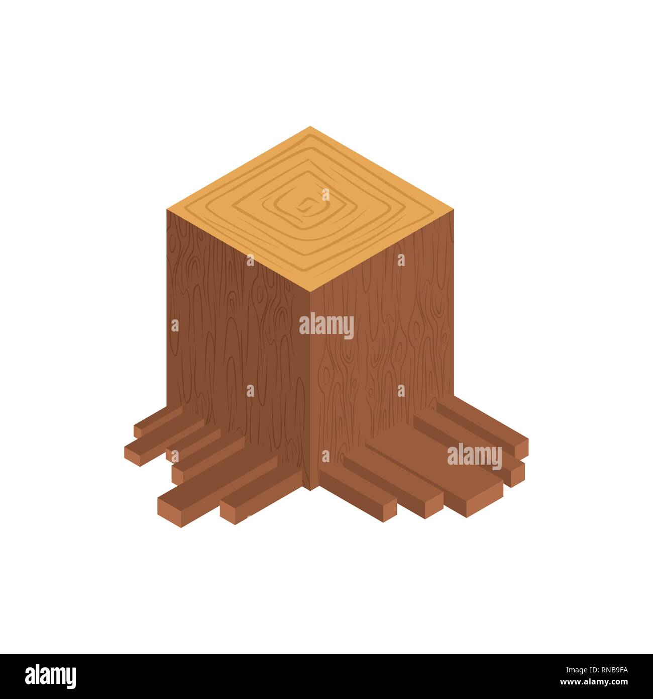 Square stump isometric style. Wood stub Vector illustration Stock Vector