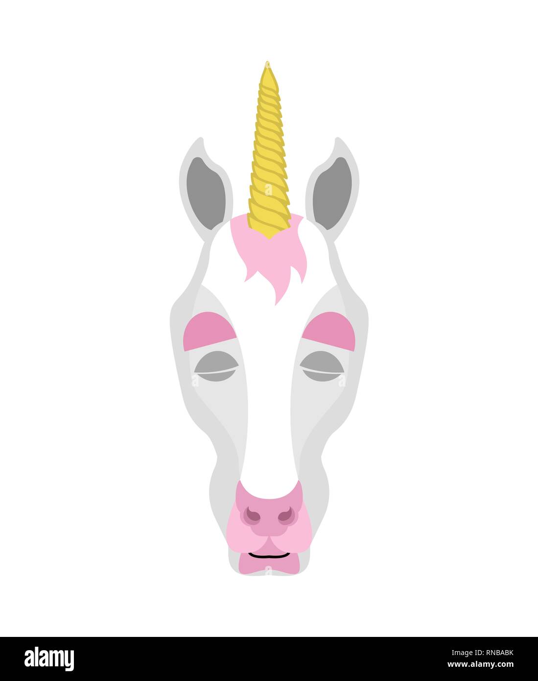 Unicorn sleeping emoji. Magic horse asleep emotions. Fairy Beast dormant. Vector illustration