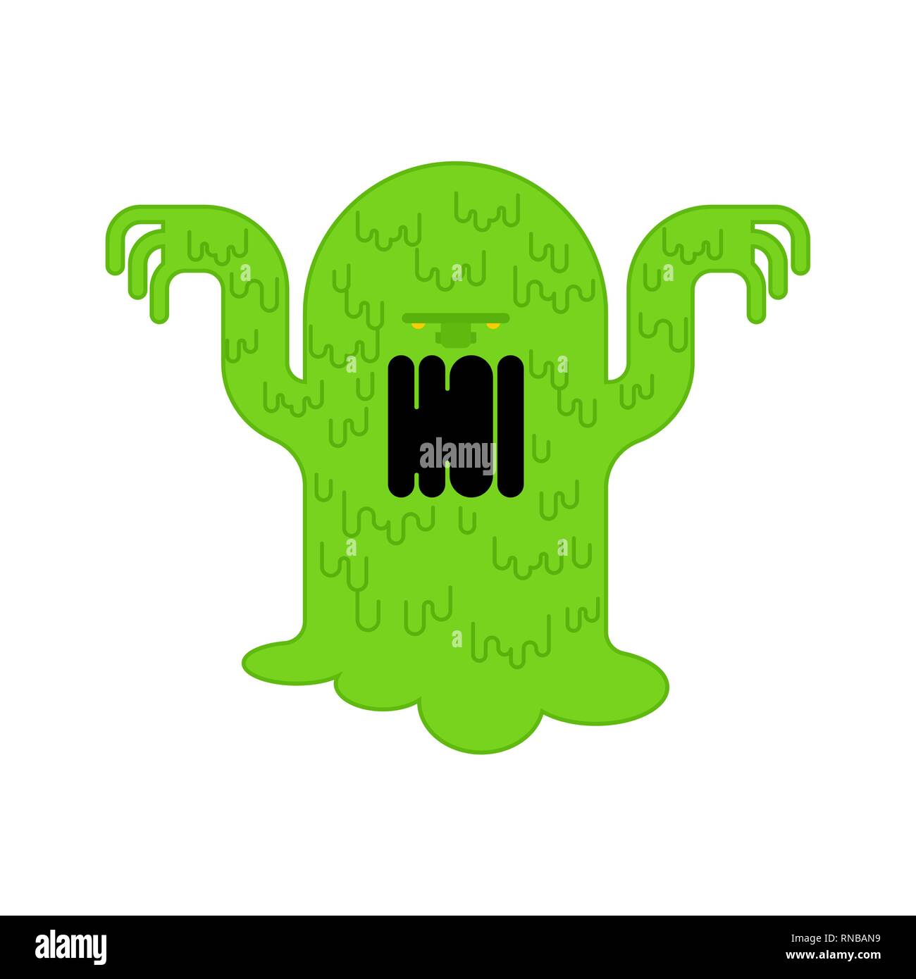 Snot monster. green mucous Mucus character. Vector illustration Stock Vector