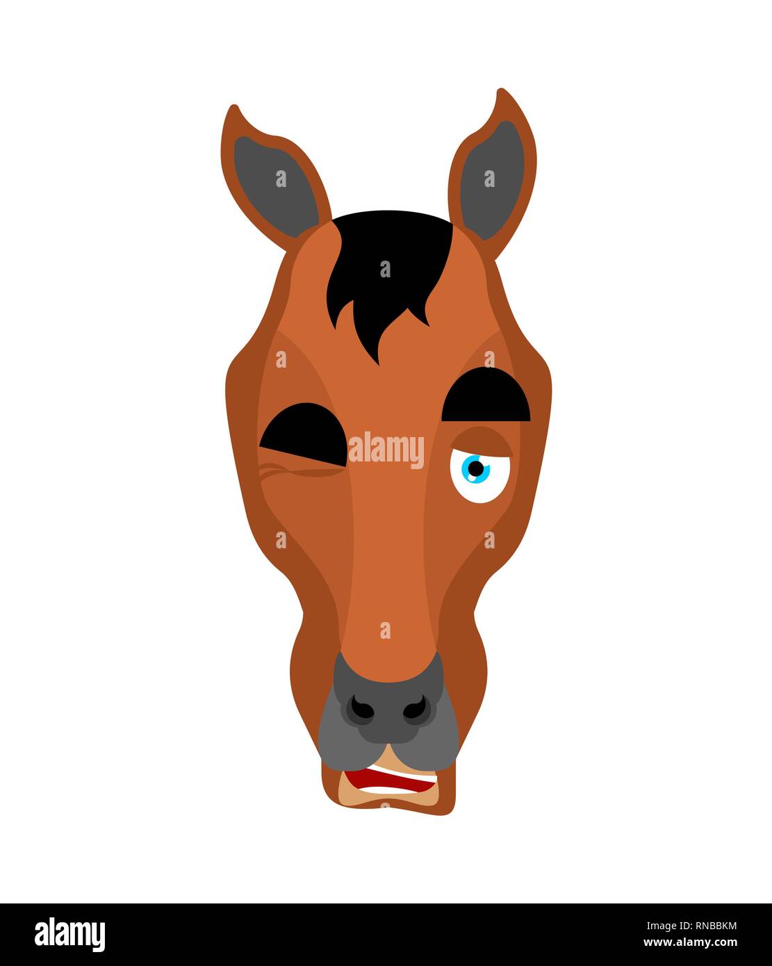 Horse winks. Steed happy emoji. hoss Vector illustration Stock Vector