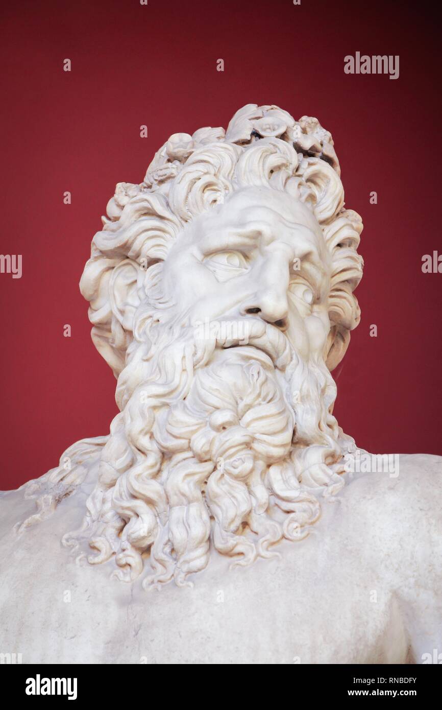 VATICAN FEBRUARY 23, 2015 Ancient bust of Zeus in the Vatican Museum