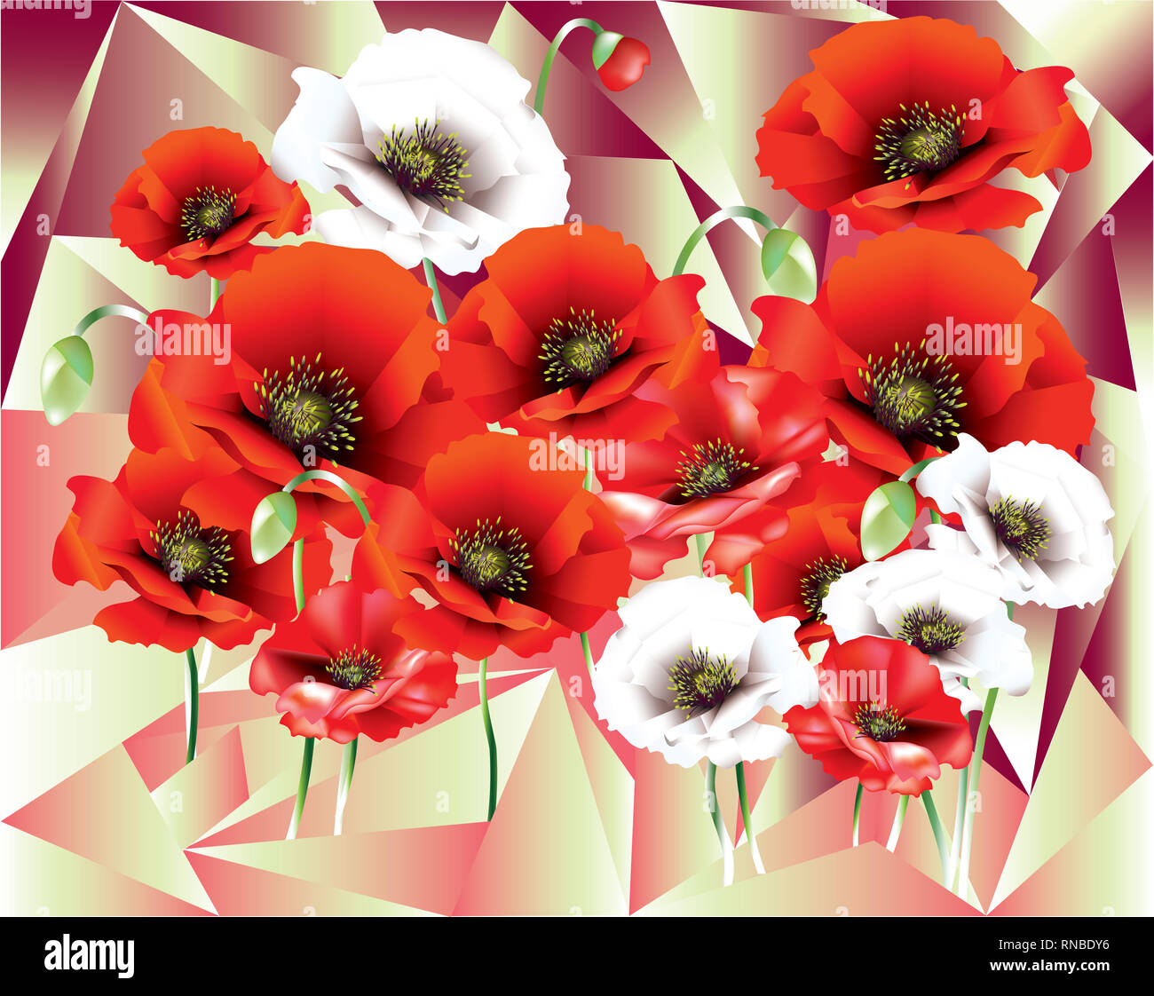 Colorful Poppies on cubism background Stock Photo - Alamy