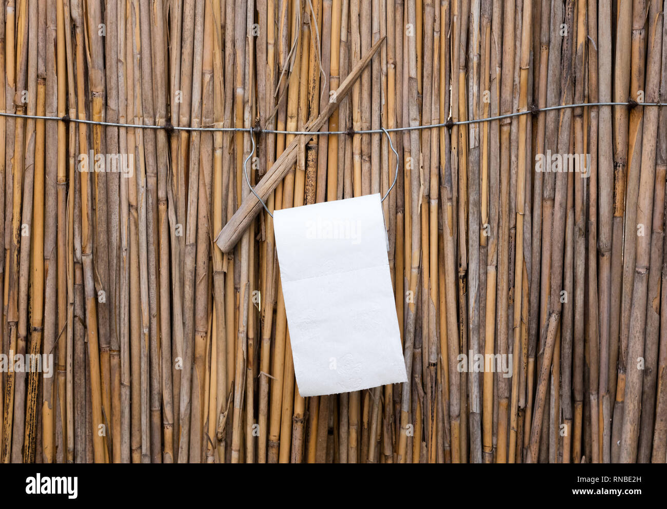 Toilet paper at a toilet at campsite in Namibia Simple Stock Photo