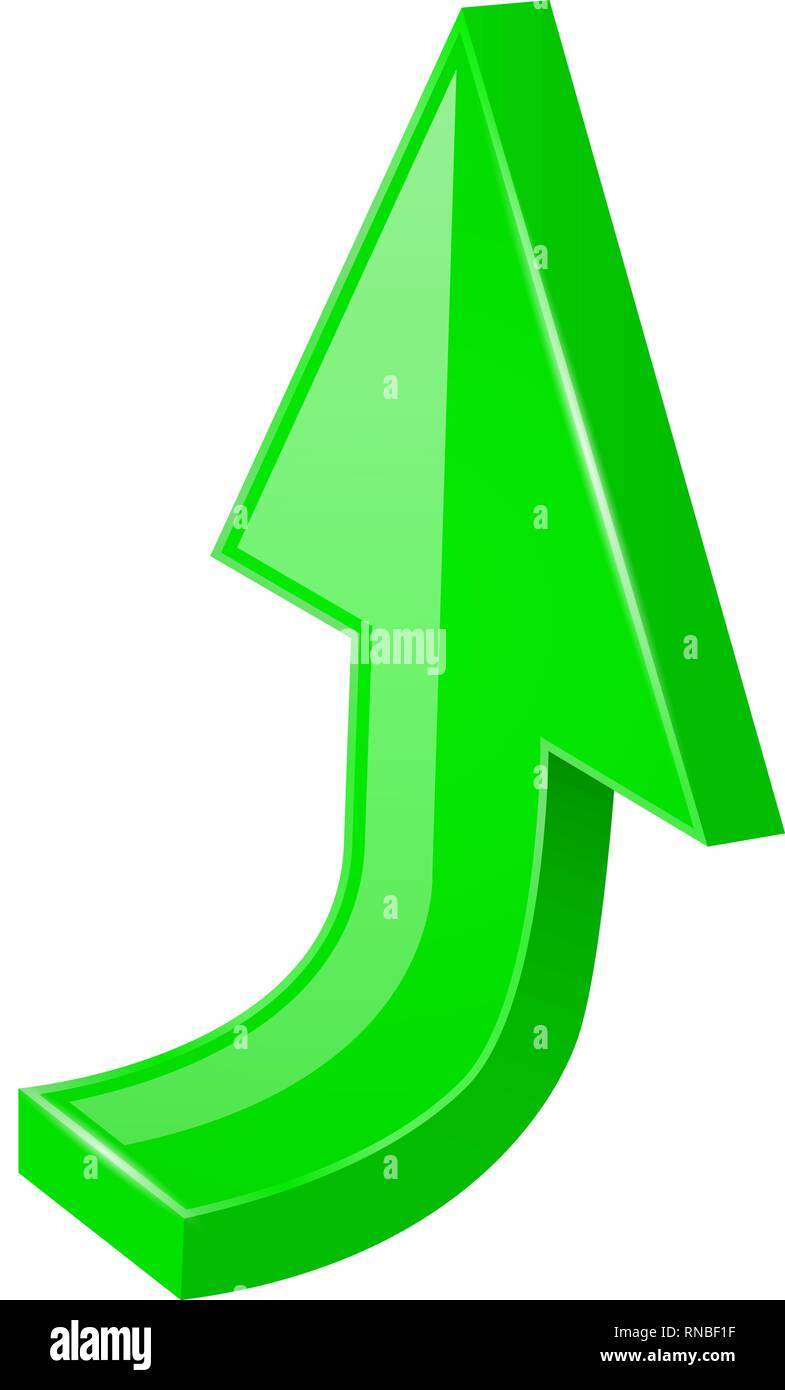 Green UP arrow. 3d web icon Stock Vector