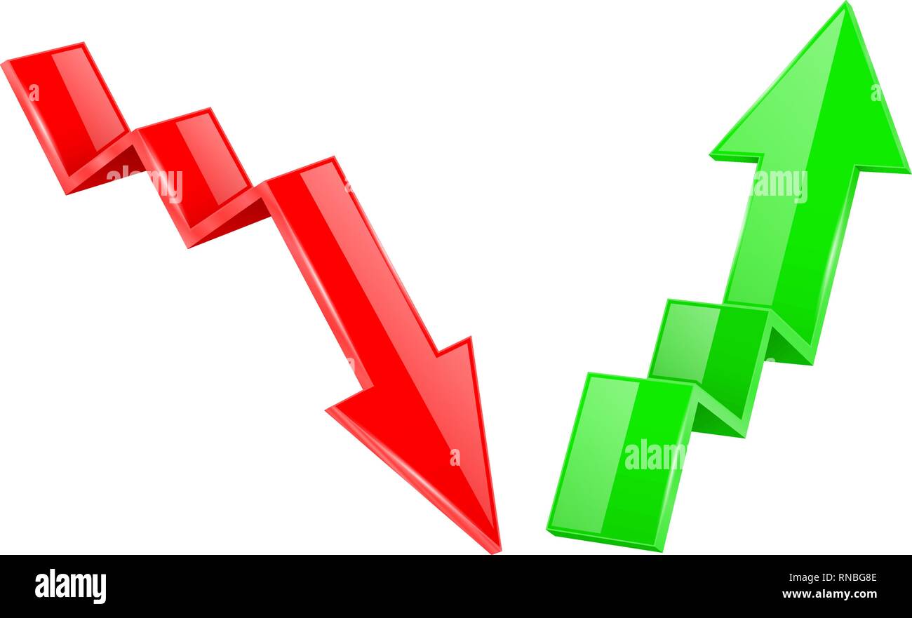 Up and Down arrows. 3d financinal indication graph signs Stock Vector ...