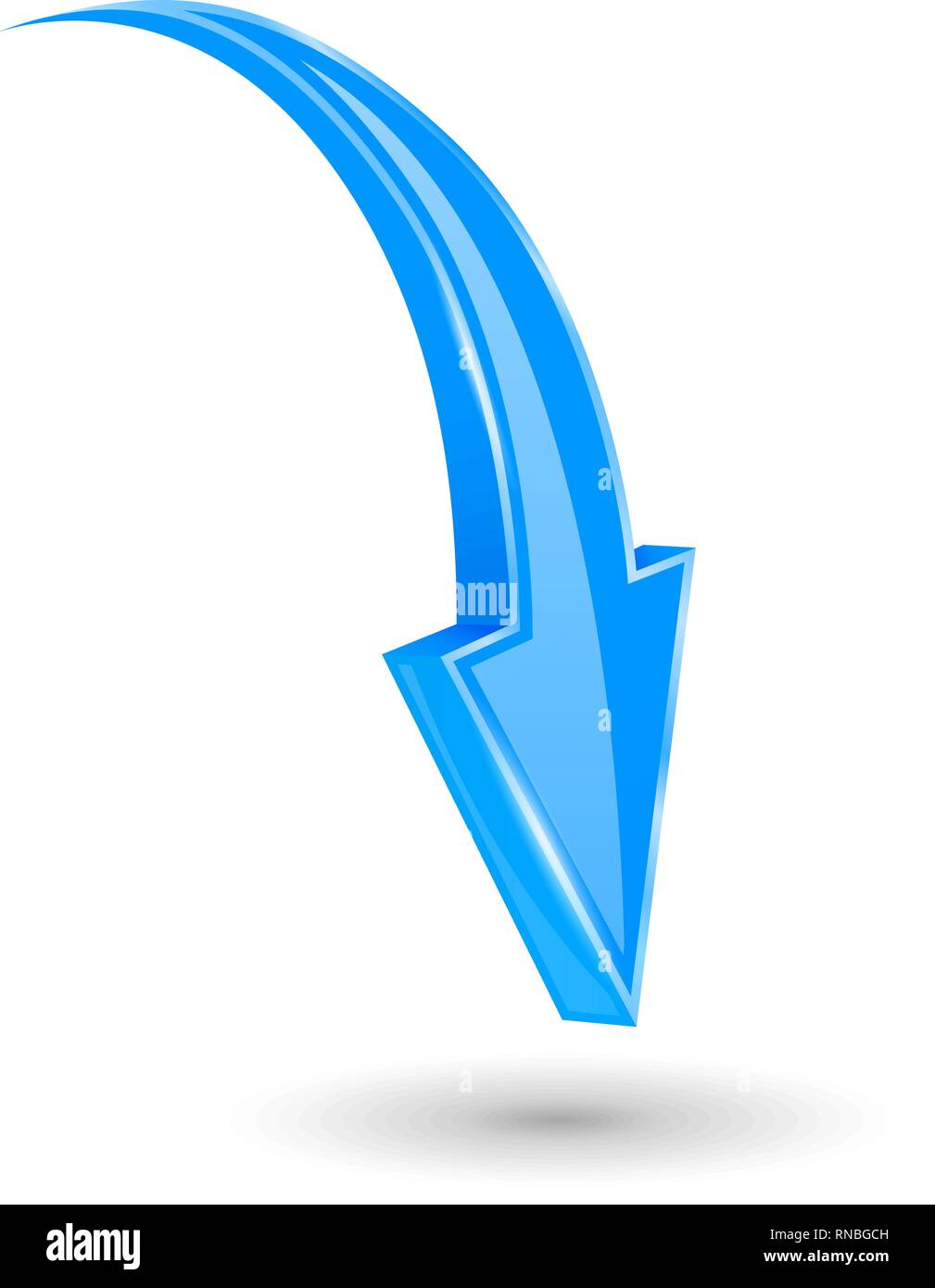 Arrow. Down blue 3d shiny sign Stock Vector Image & Art - Alamy