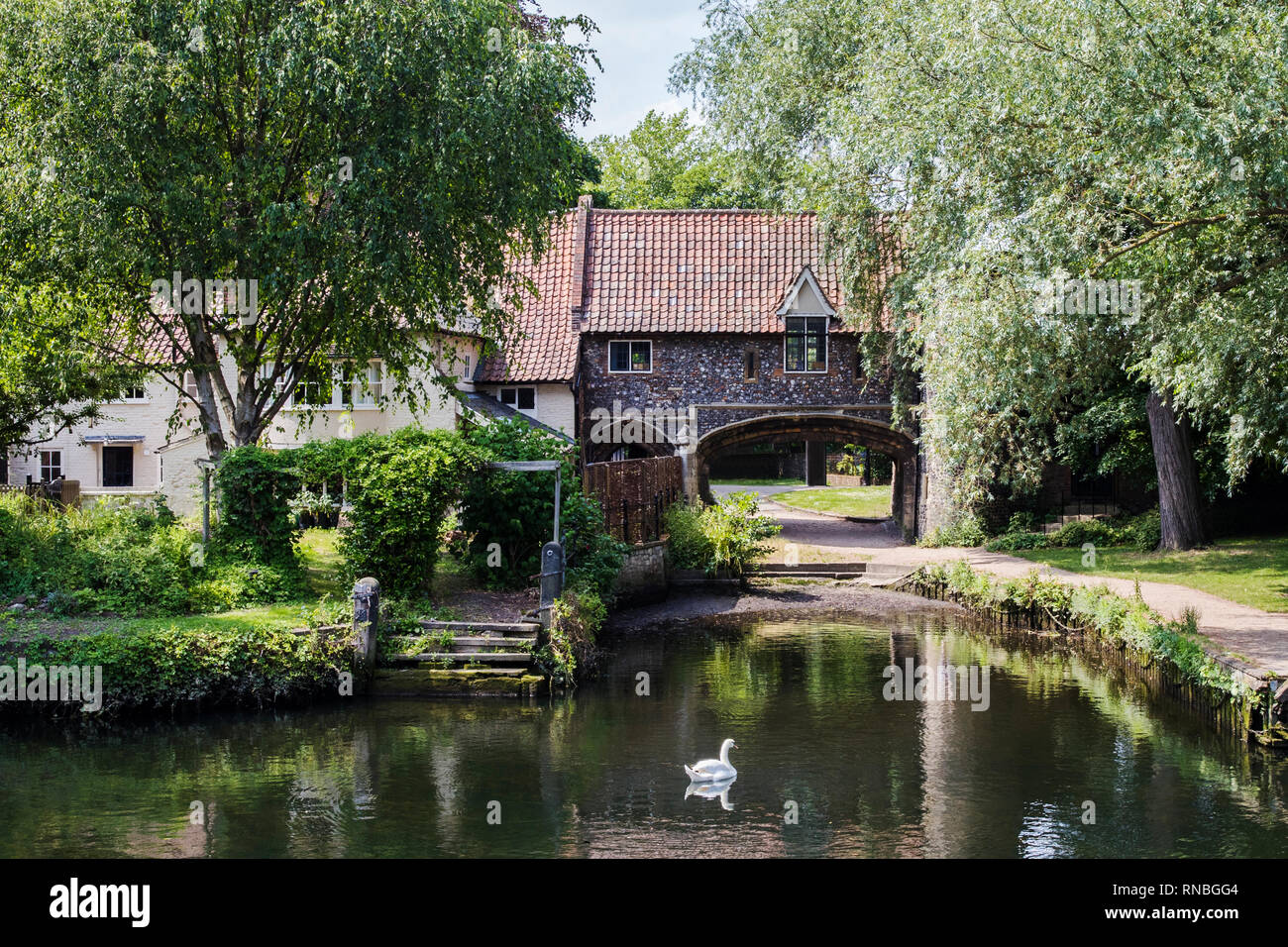 Exterior Of Pulls Ferry On River Wensum In Norwich Norfolk UK Stock Photo