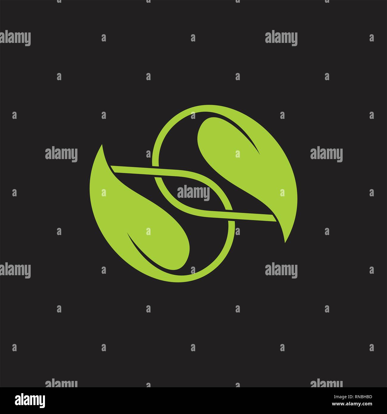 linked leaf flat monogram logo vector Stock Vector