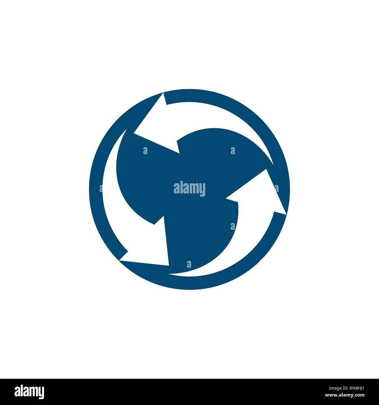 circle arrows rotate negative space logo Stock Vector