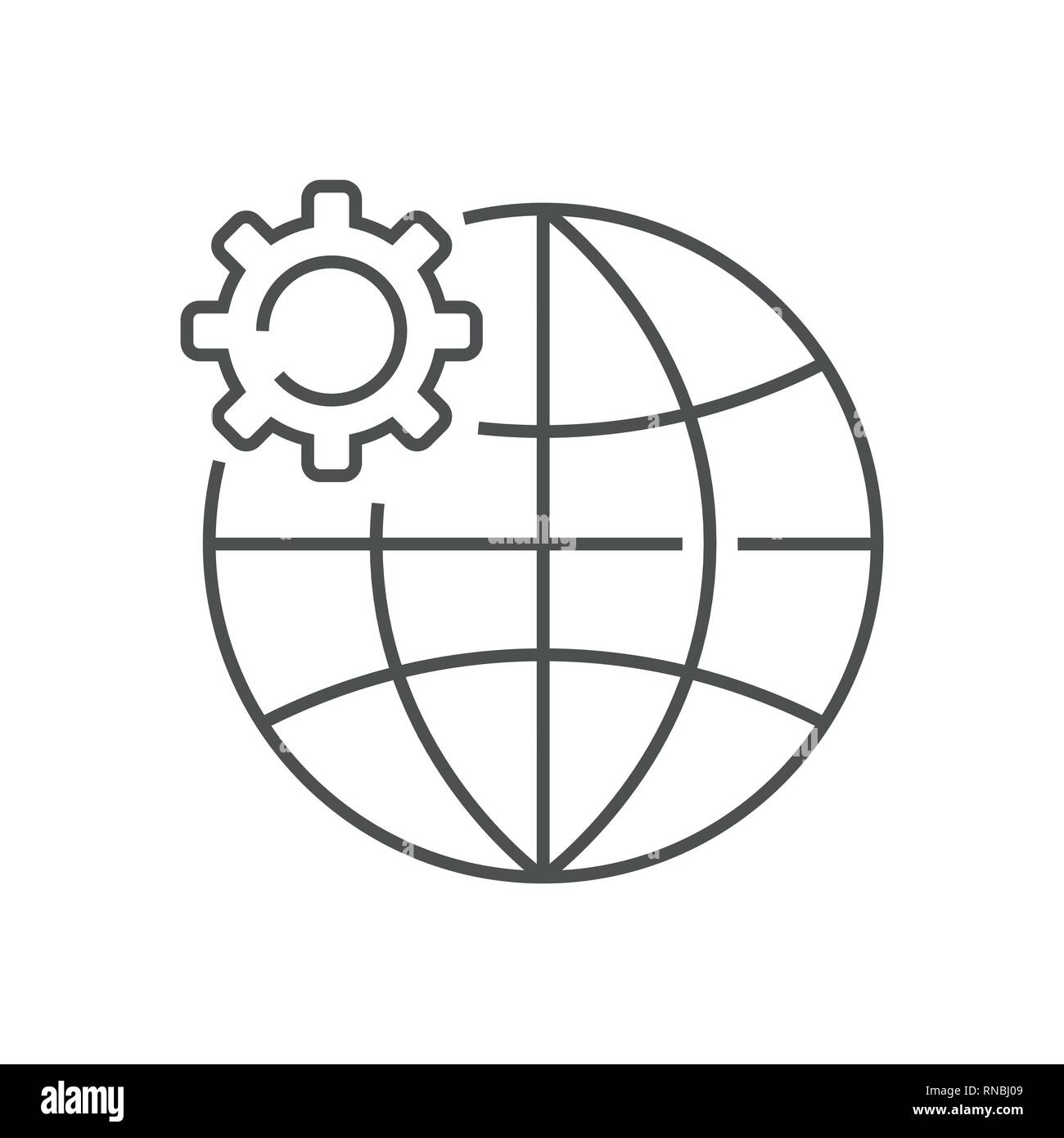 Earth and gear. Iot Concept of global implementation of Iot and Industry 4.0. Internet of things, AI , Industry 4.0 technology Illusration. Innovative Stock Vector