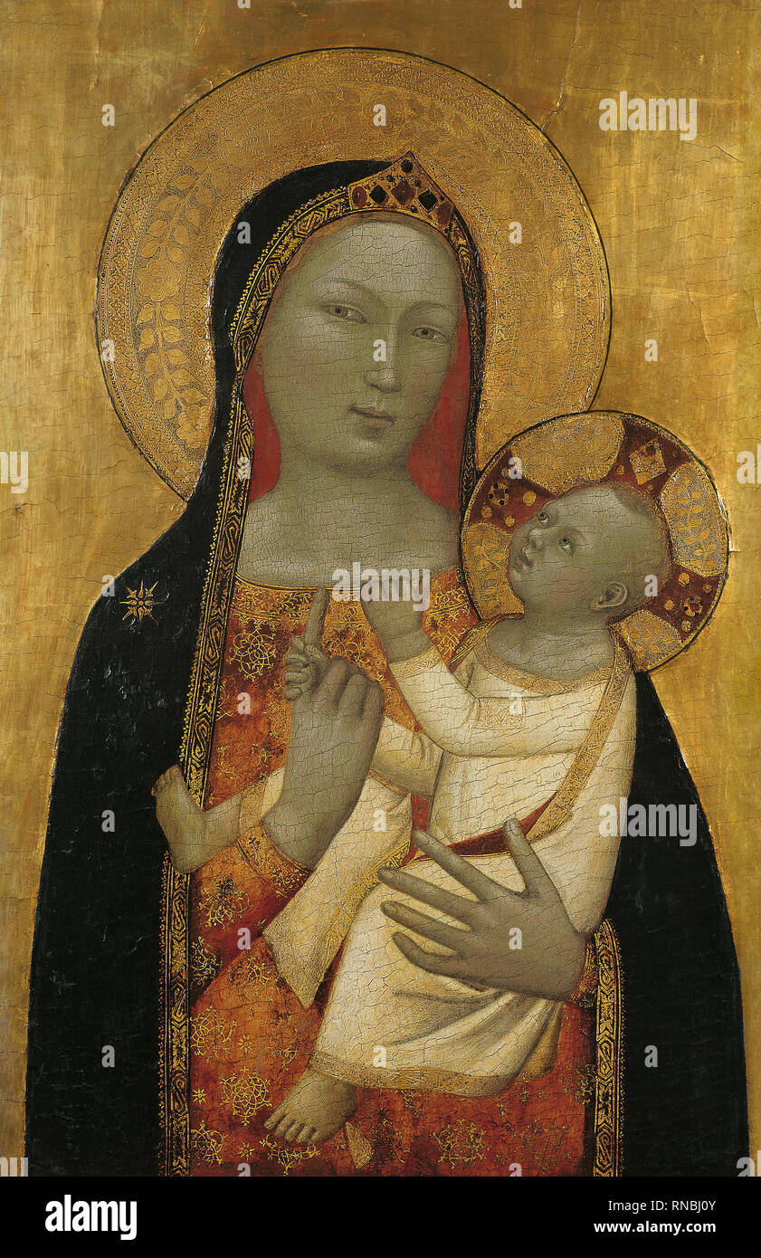 Bernardo Daddi (Florence, active ca .1312- 1348). The Virgin and Child (ca. 1340 - 1345). Tempera and gold on panel. 84 x 54.8 cm. Museum: Museu Nacional d'Art de Catalunya (MNAC). Stock Photo