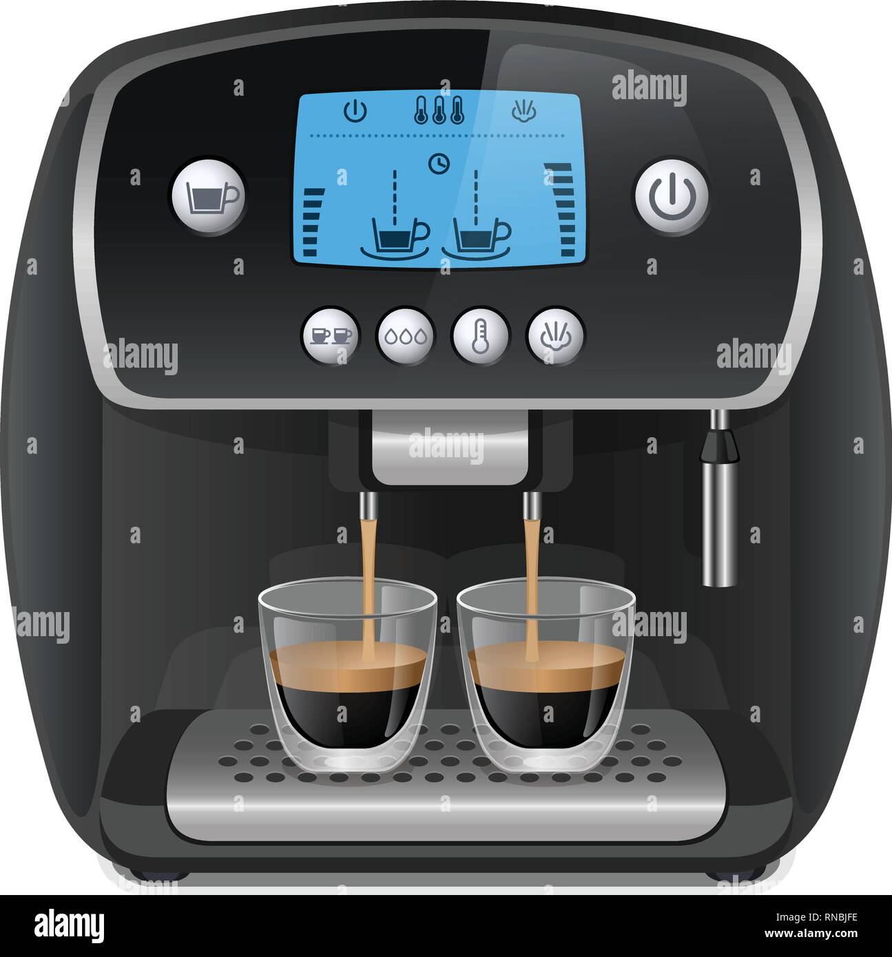 Coffee machine with cups on white background Stock Vector