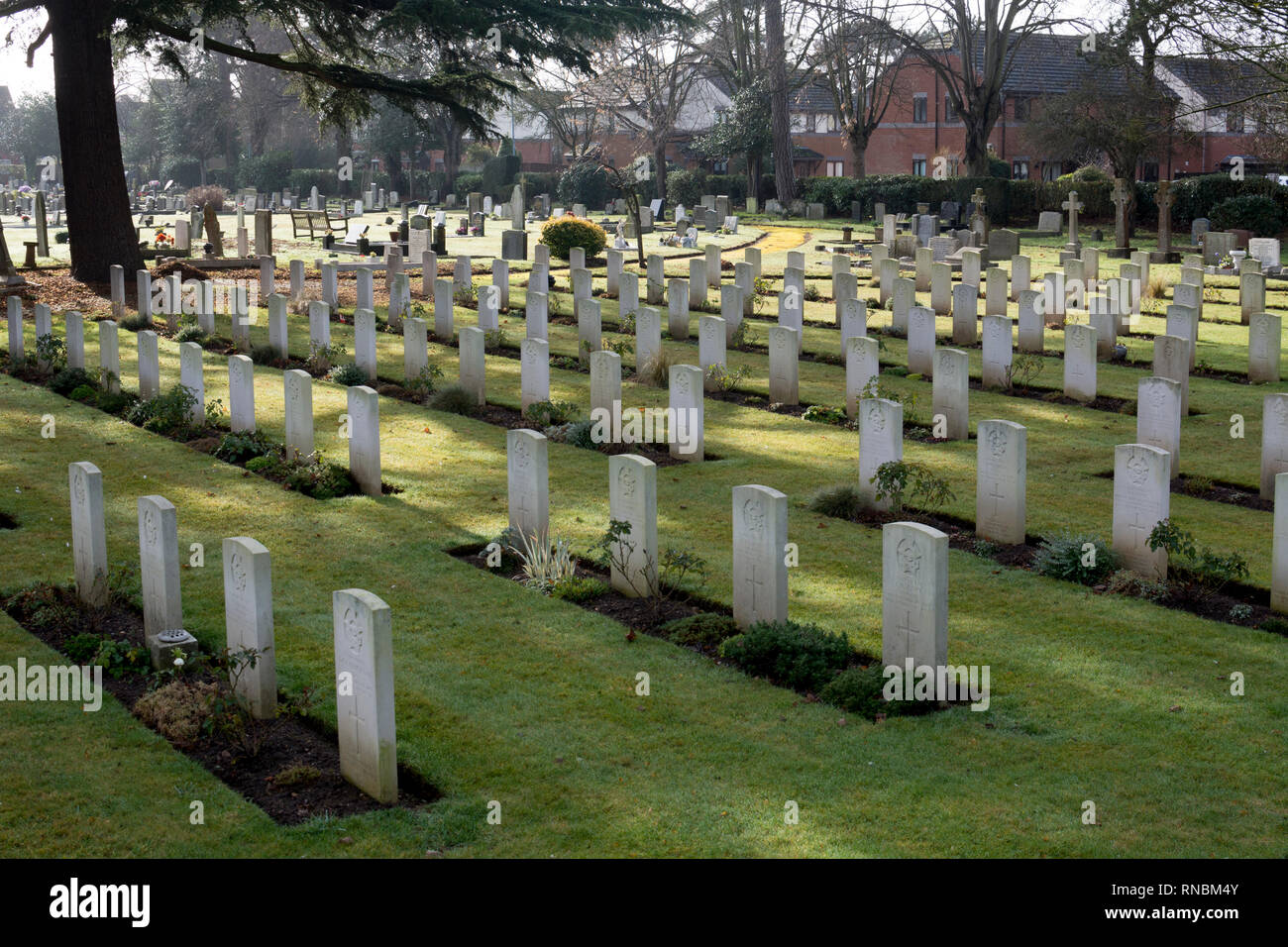 War graves in Stratford cemetery, StratforduponAvon, UK Stock Photo