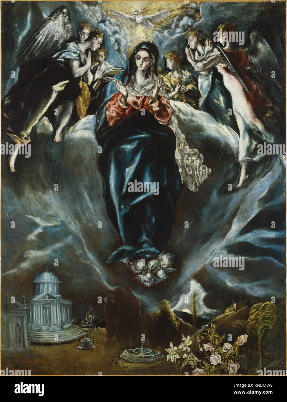 Greco and Jorge Manuel Theotokópoulos (Candía, 1541 and Toledo, ca. 1578 - Toledo, 1614 and Toledo 1631). The Immaculate Conception (ca. 1608 - 1614). Oil on canvas. 108 x 82 cm. Museum: Museo Nacional Thyssen-Bornemisza, Madrid. Stock Photo