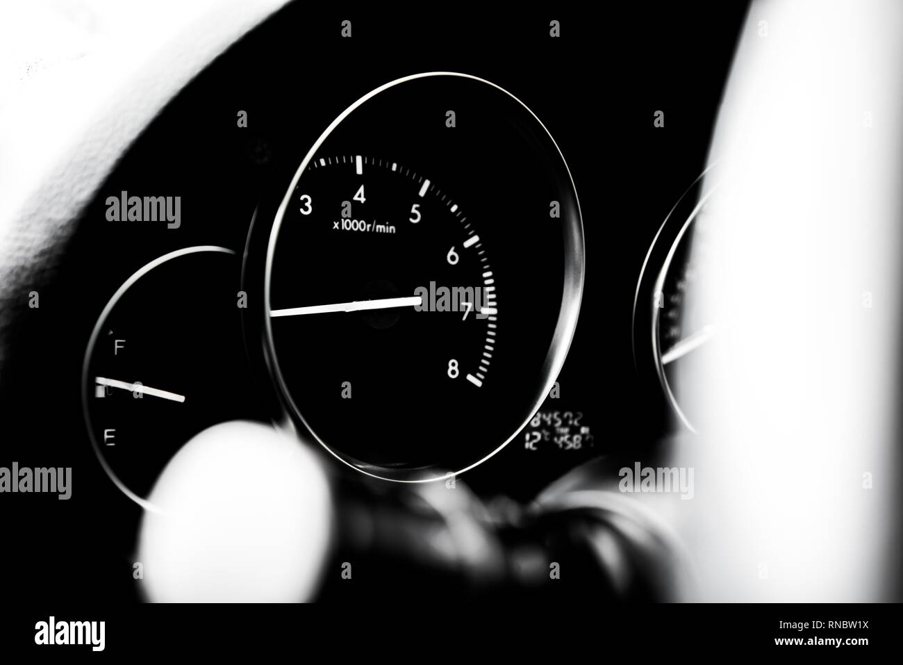 Car dashboard dials engine RPM (rotations per minute Stock Photo Alamy