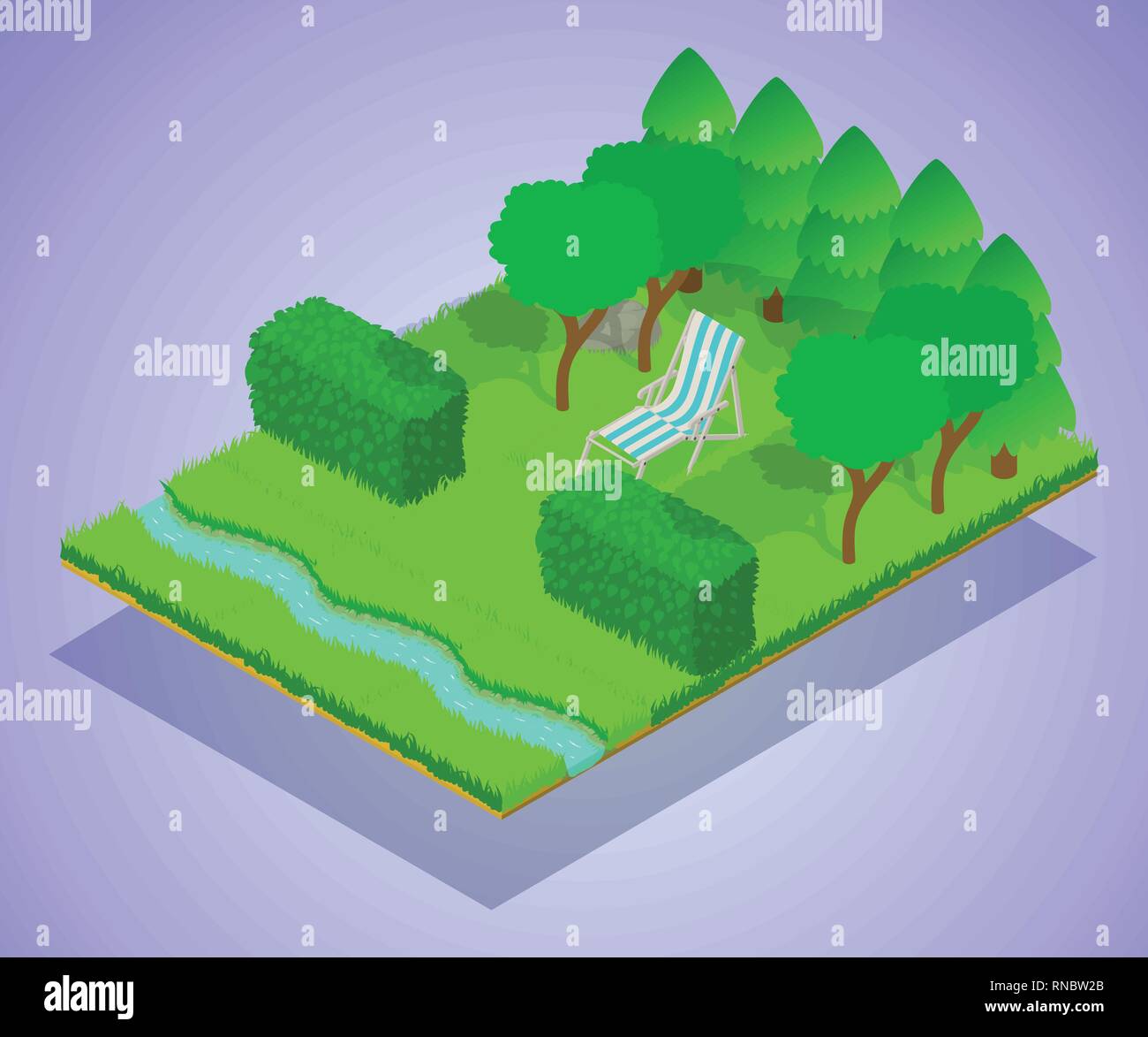 Quiet place concept banner, isometric style Stock Vector