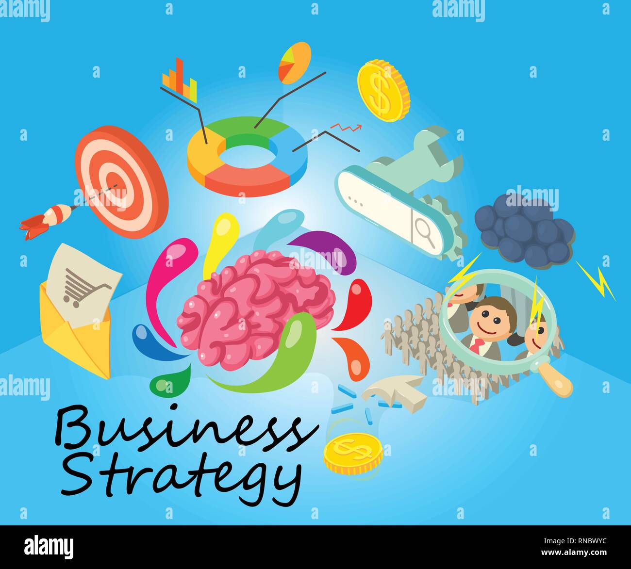 Business strategy concept banner, isometric style Stock Vector Image ...
