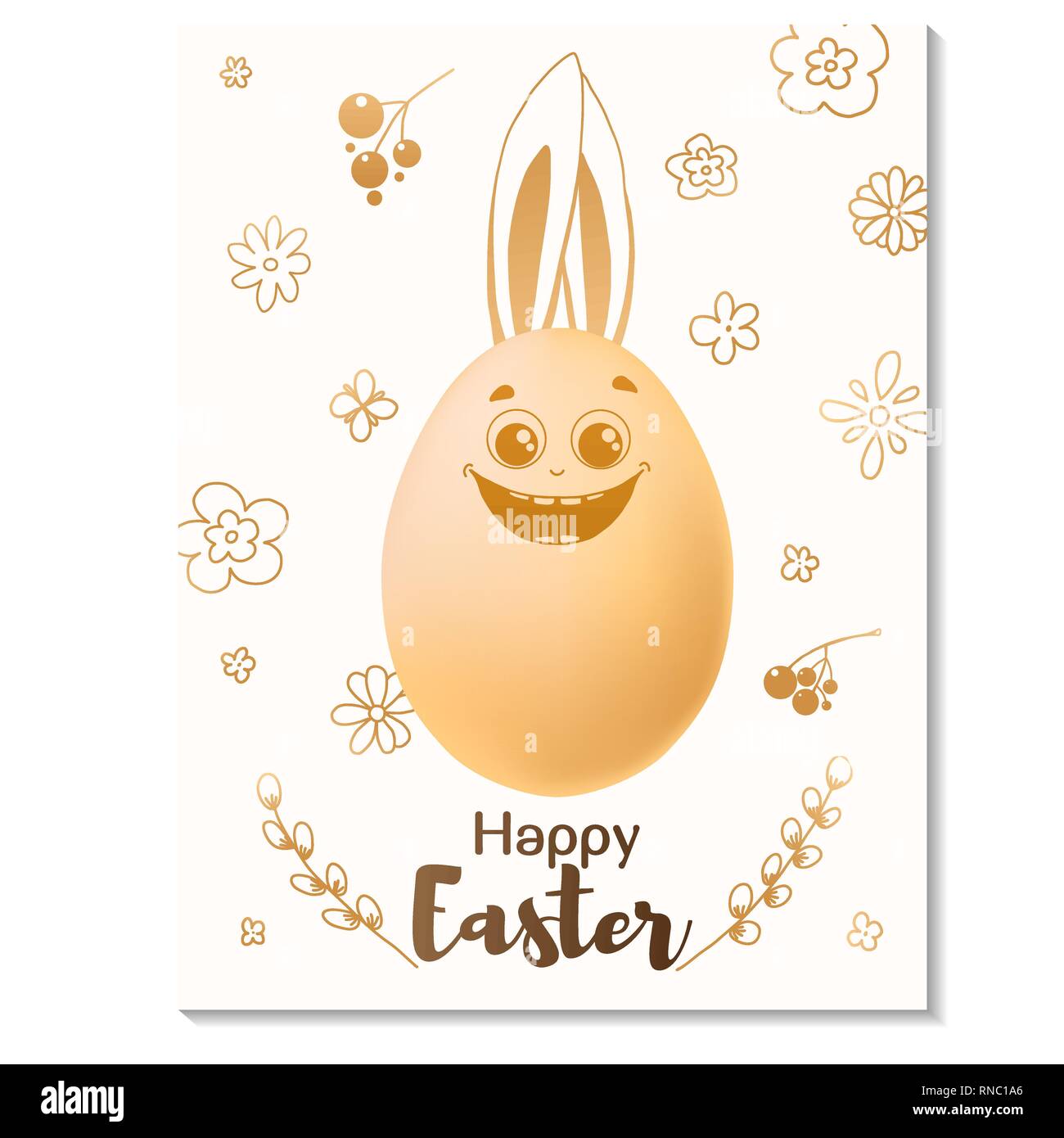 Easter card design. Realistic eggs with painted elements. Happy easter. Vector illustration Stock Vector