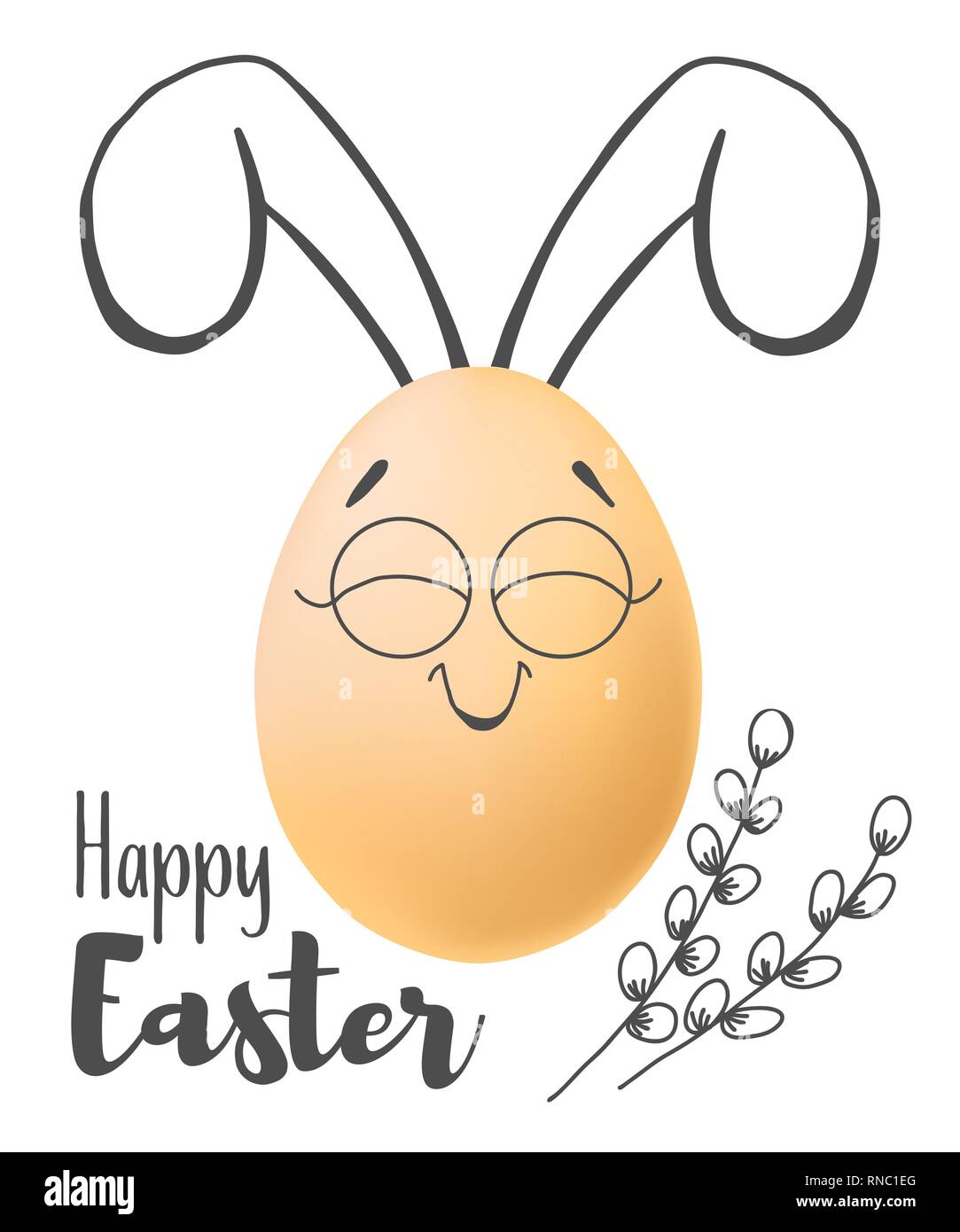 Realistic eggs with painted elements. Happy easter. Vector illustration Stock Vector