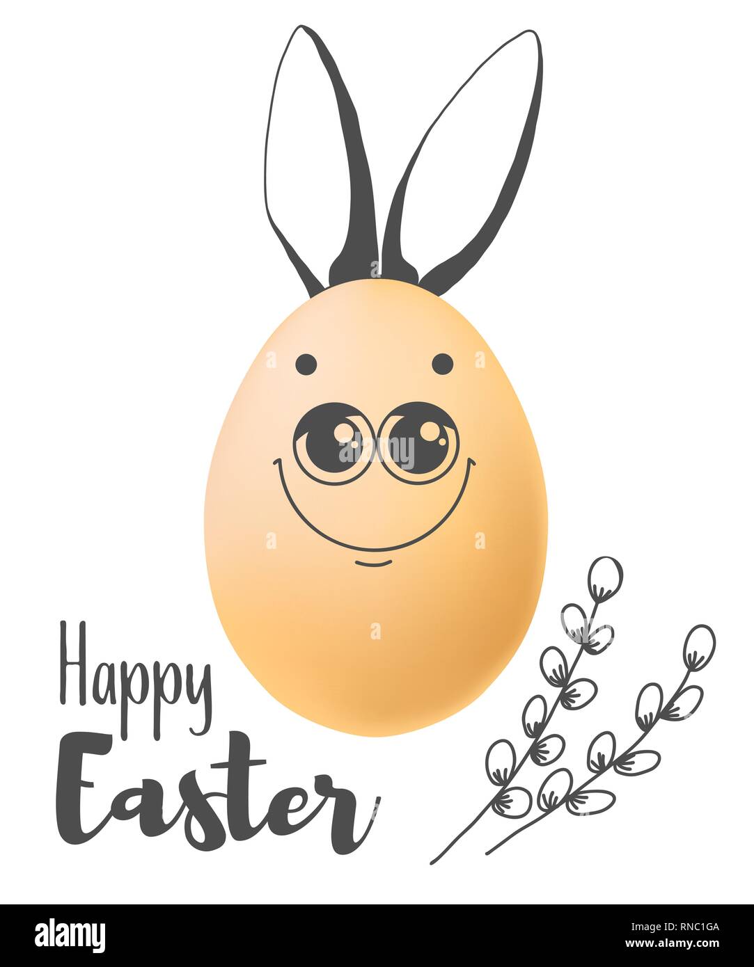 Realistic eggs with painted elements. Happy easter. Vector illustration Stock Vector