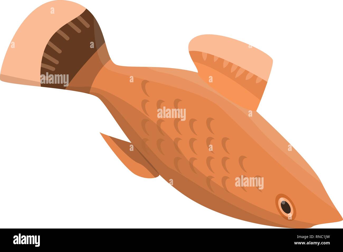 Gold fish icon, isometric style Stock Vector