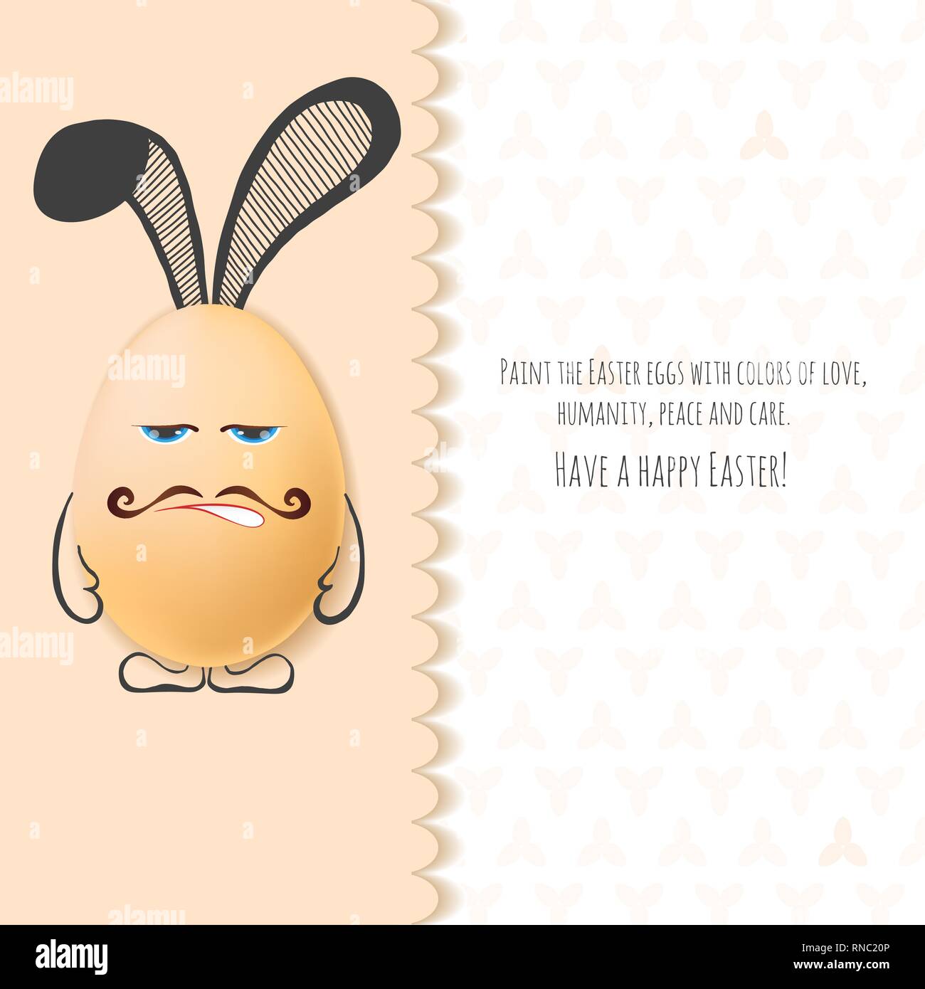 Color Easter card with realistic eggs and hand-drawn elements. Vector Stock Vector