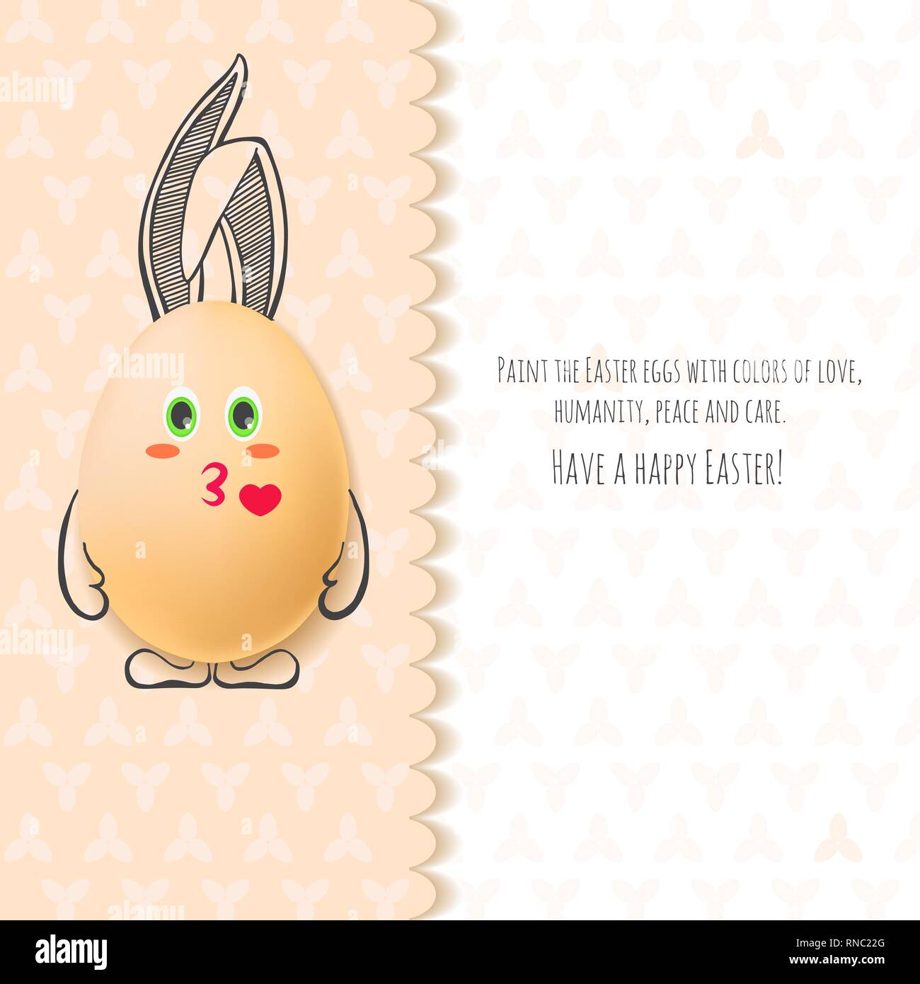 Color Easter card with realistic eggs and hand-drawn elements. Vector Stock Vector