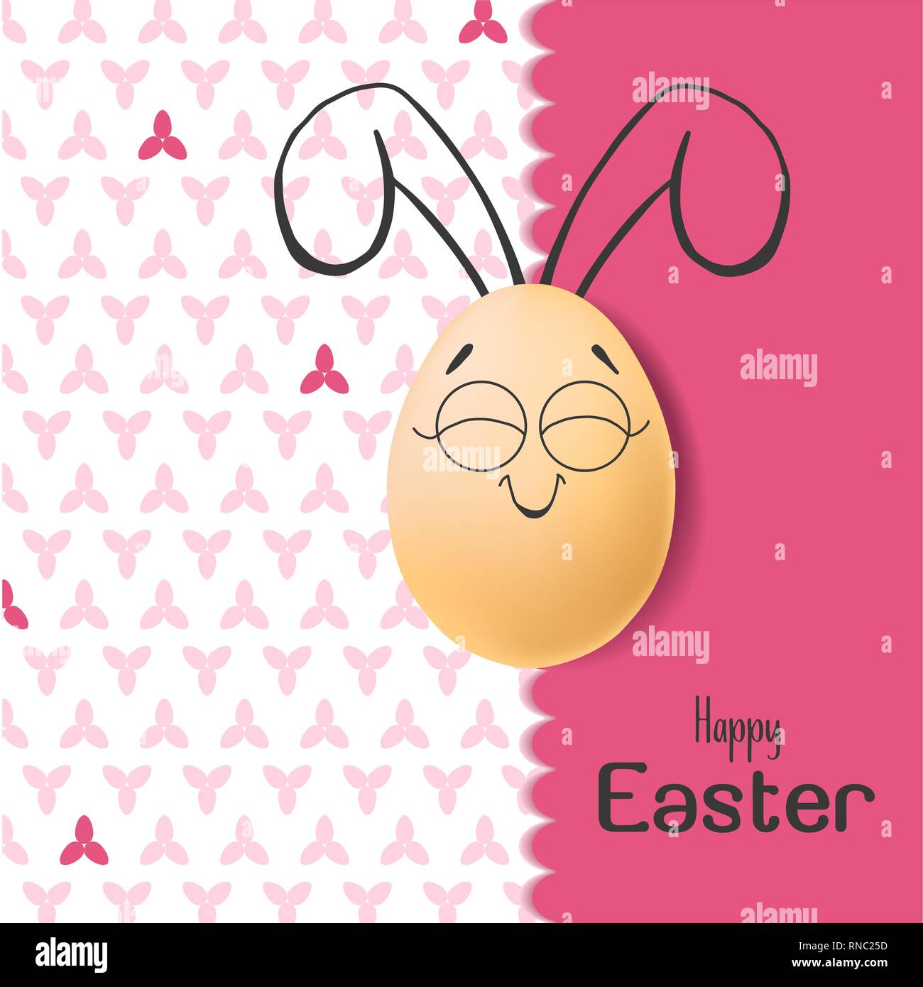 Color Easter card with realistic eggs and hand-drawn elements. Vector Stock Vector