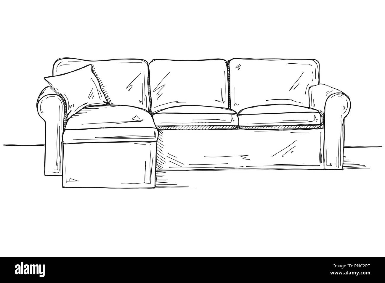 Sketch sofa isolated on white background. Vector illustration Stock Vector  Image & Art - Alamy
