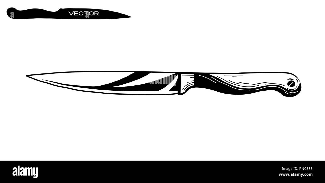 Sketch knife isolated on white background. Vector illustration Stock
