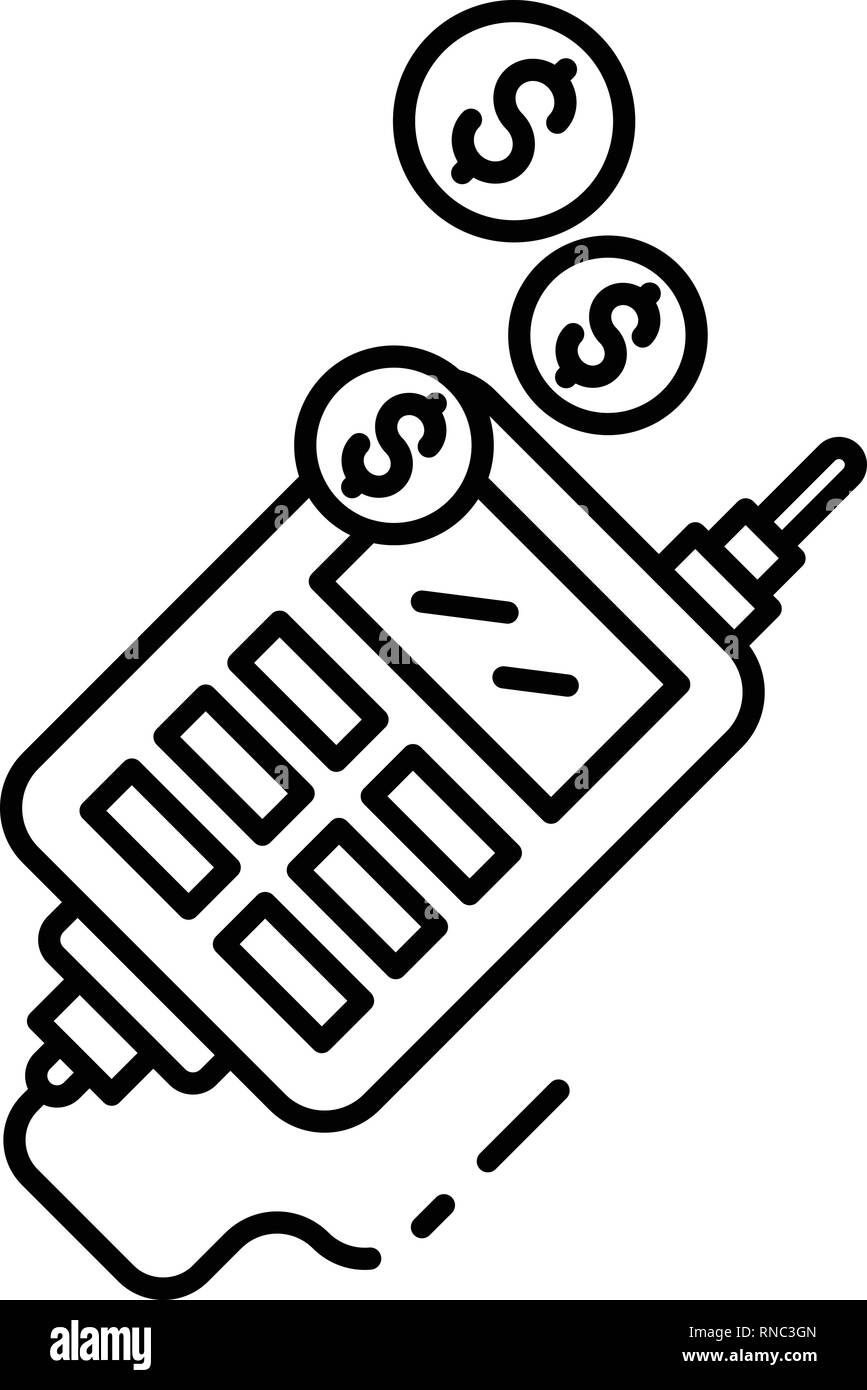 Cable payment terminal icon, outline style Stock Vector