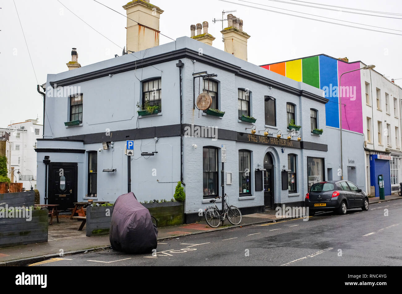 The quirky Mad Hatter pub in Kemp Town Brighton UK Stock Photo