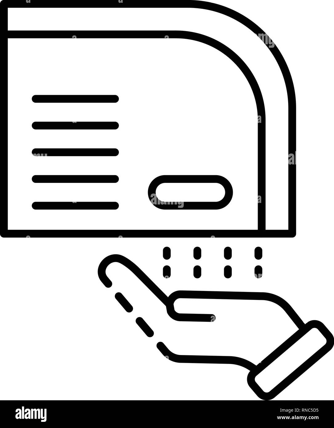 Hand dryer icon, outline style Stock Vector
