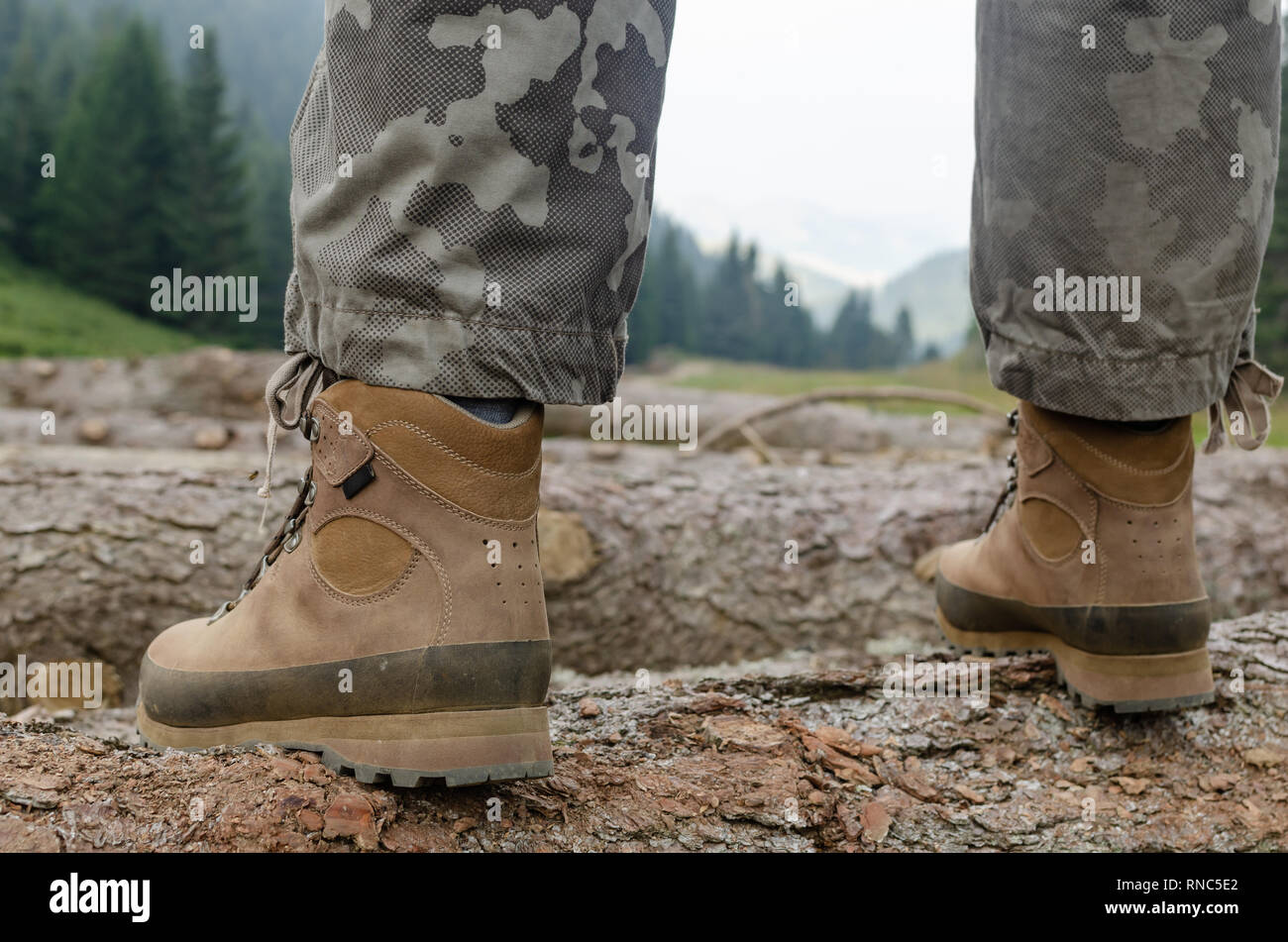Hiker man on log hi-res stock photography and images - Alamy