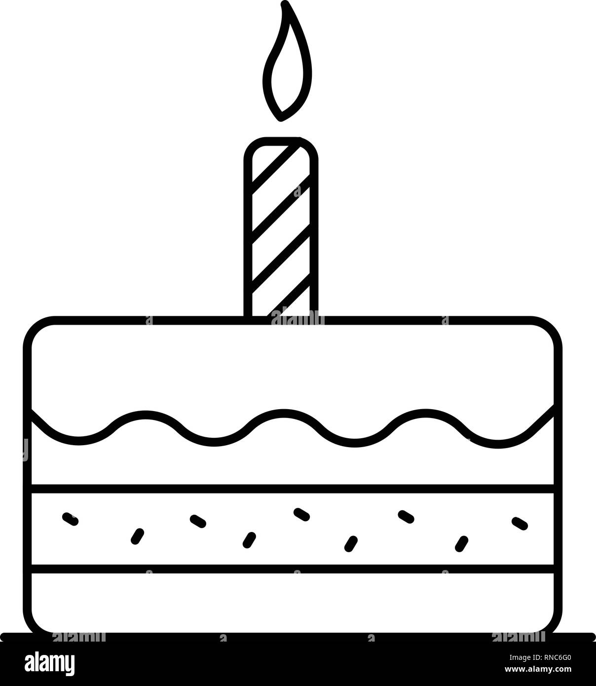 First birthday cake icon, outline style Stock Vector