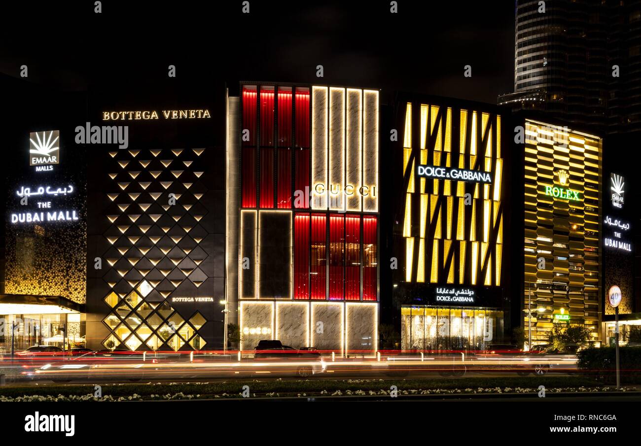 Not to be overlooked is the oversized illuminated advertising of luxury  brands such as Bottega Veneta, Gucci, Dolce & Gabbana and Rolex on the  outer facade of the Dubai Mall in the