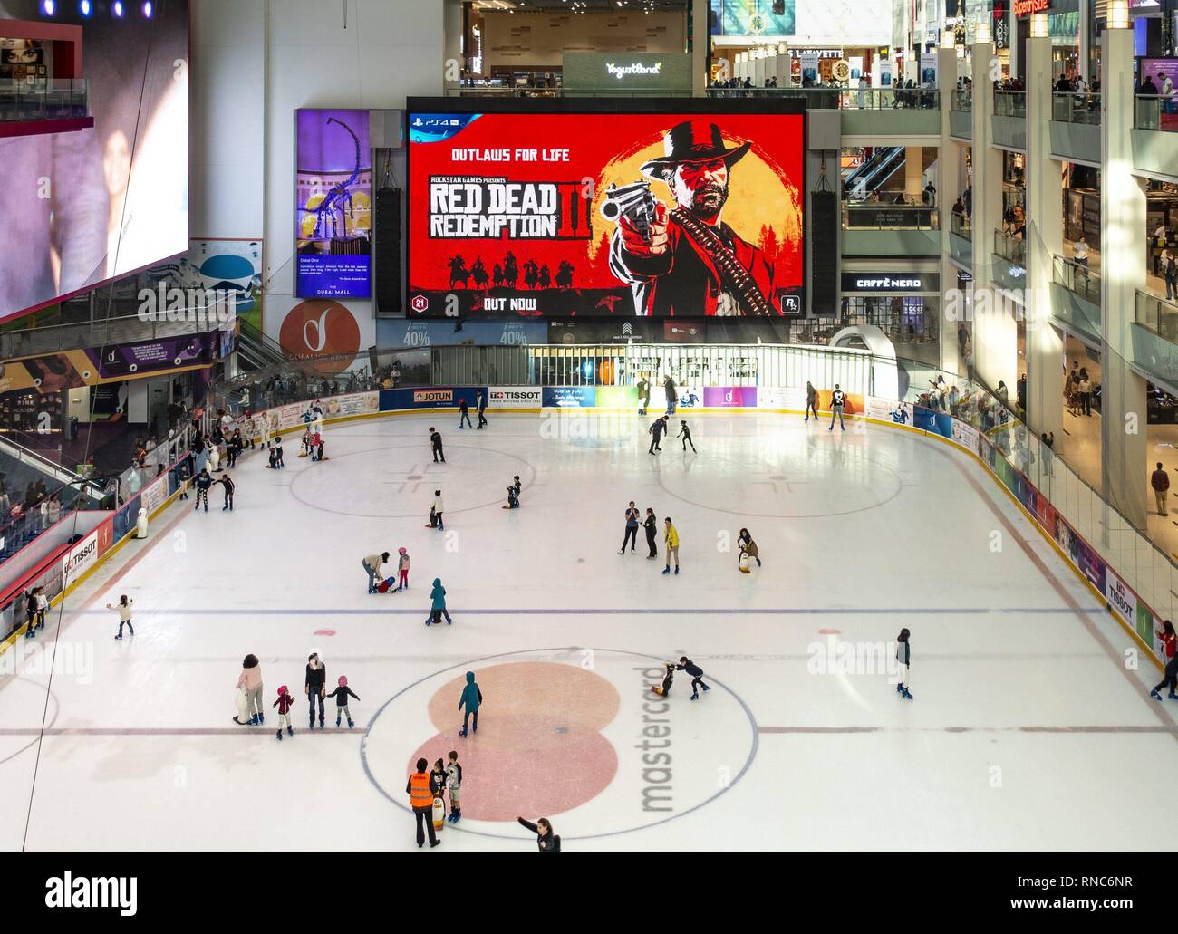 A large ice rink is one of the attractions of the Dubai Mall, one of ...