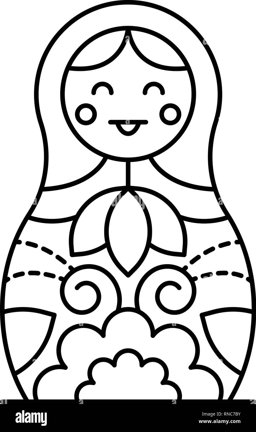 Smiling nesting doll icon, outline style Stock Vector