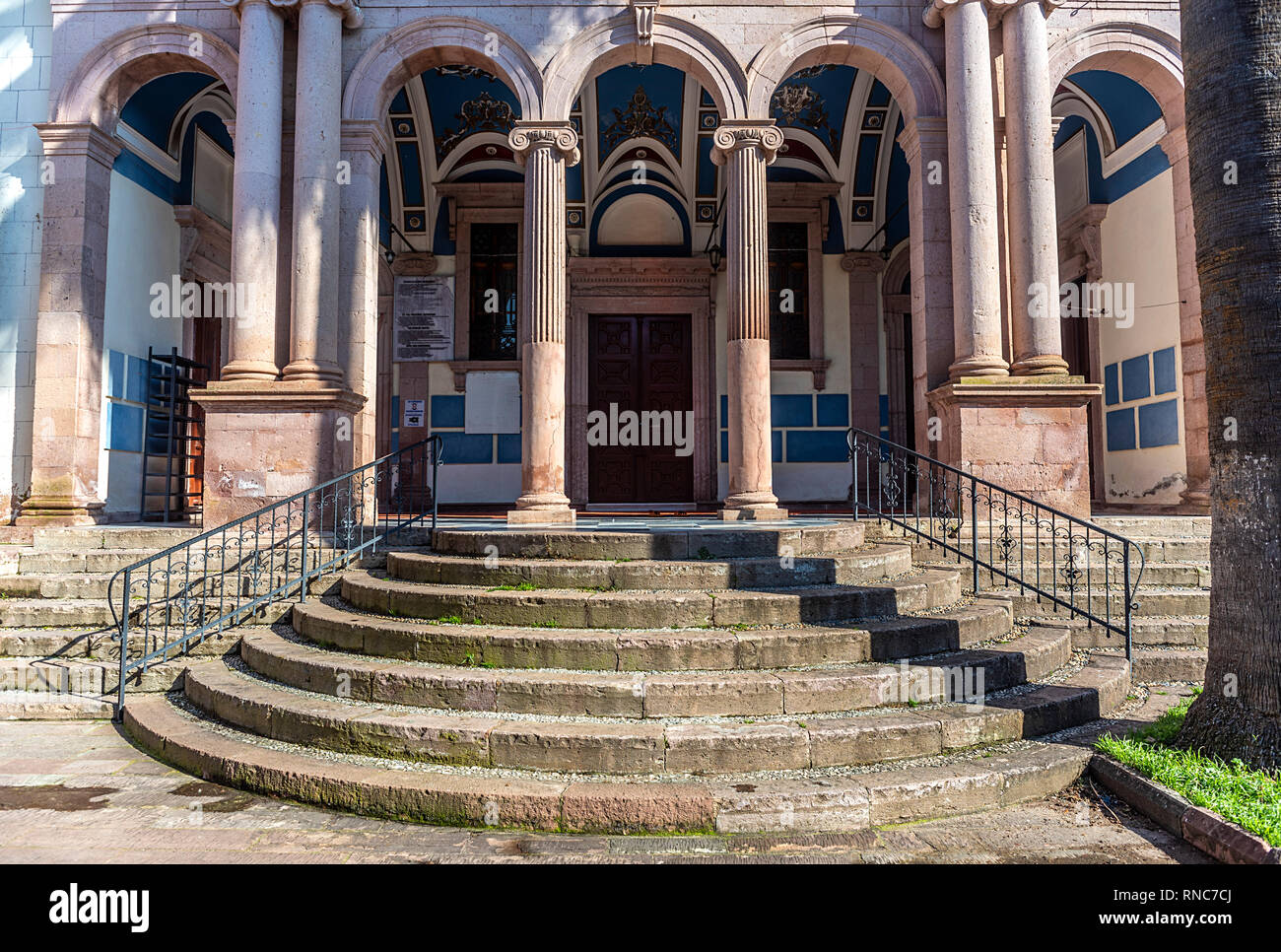 Çınarlı Mosque located in Ayvalık, Balıkesir. The mosque was built in the 19th century as the Church of Ayos Yorgis. Then turned into a mosque. Stock Photo