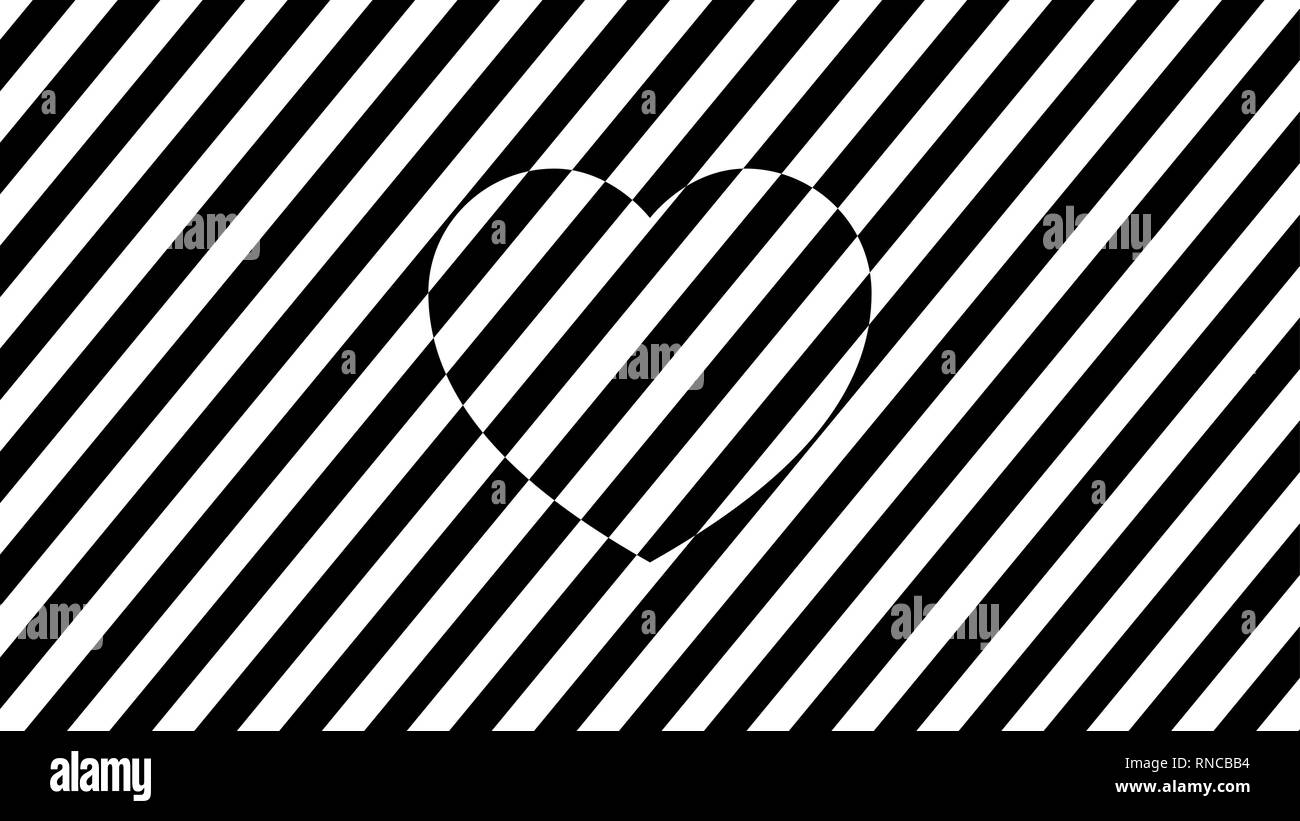 Modern, fashionable, abstract black and white background with a heart for design, advertising, cards, packaging. Vector template. Stock Vector