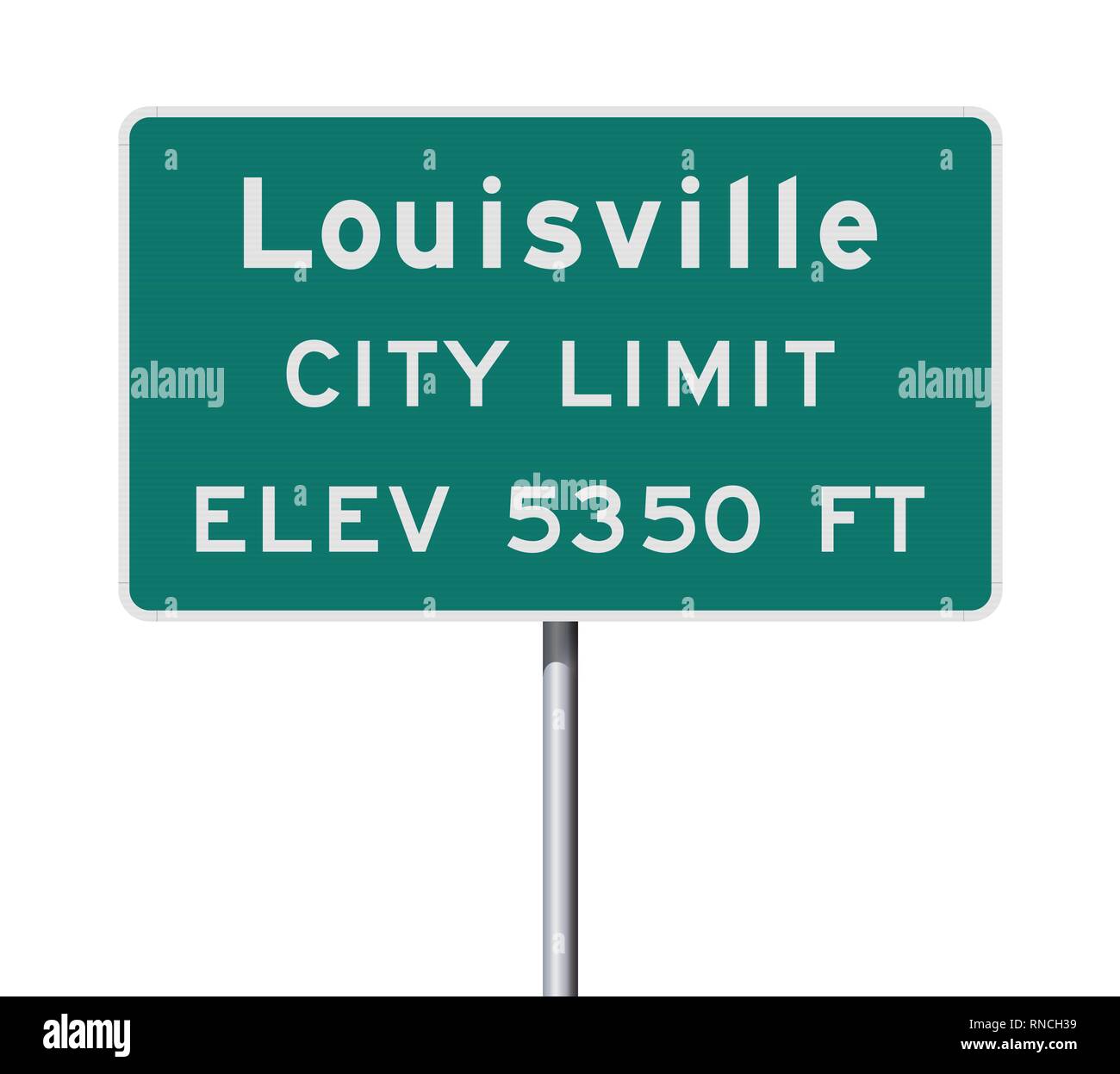 Vector illustration of the Louisville City Limits green road sign Stock Vector