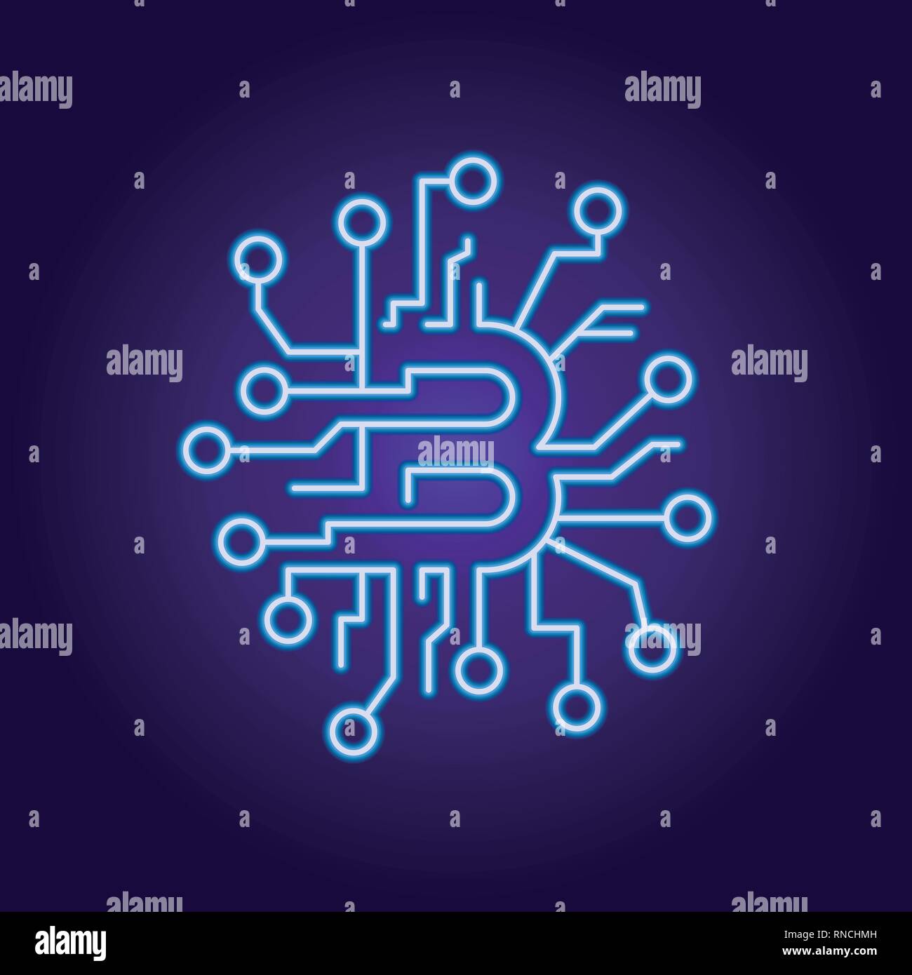 Abstract concept of bitcoin technology virtual crypto currency services premium Stock Vector