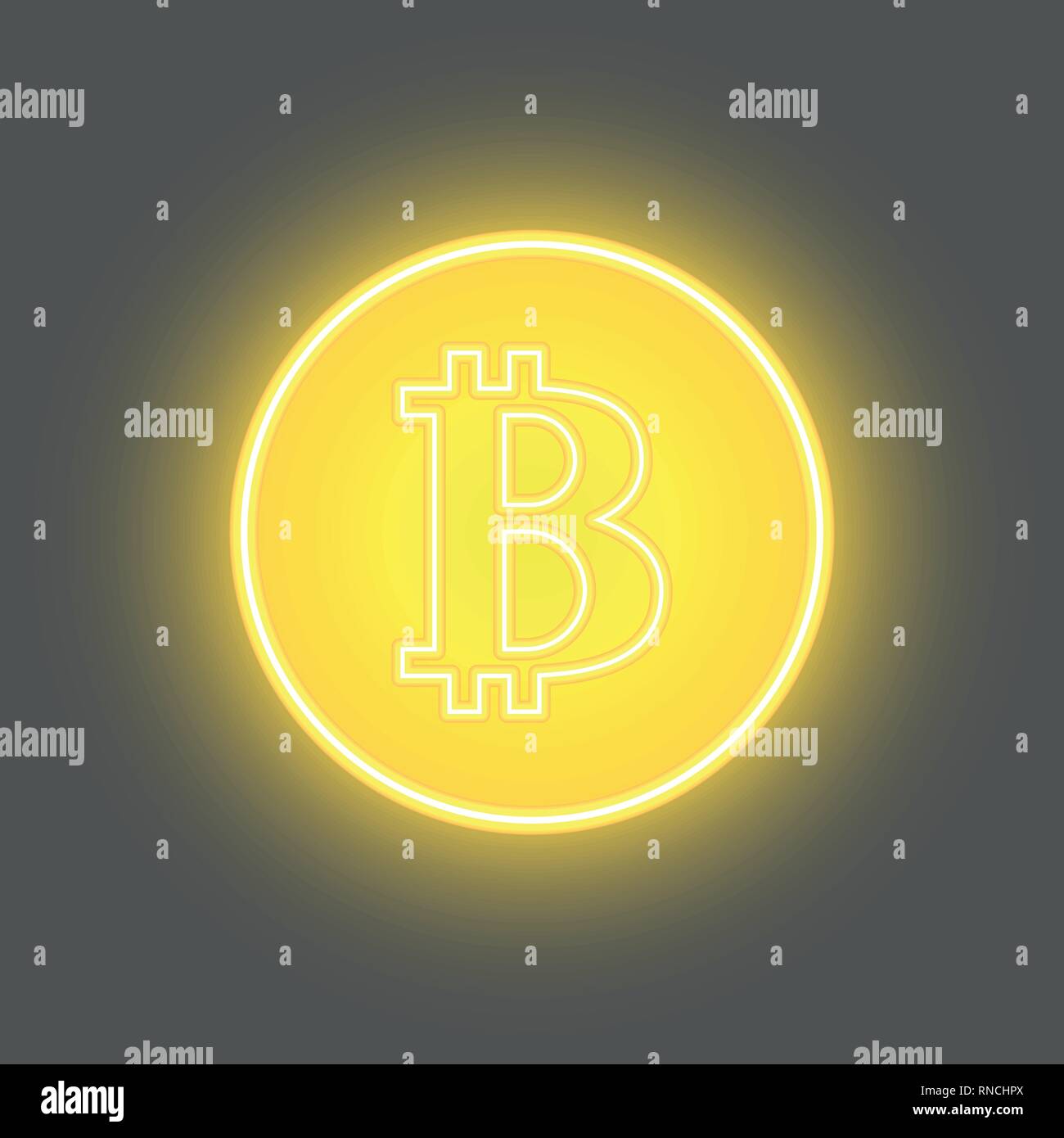 Bitcoin physical bit coin digital currency cryptocurrency golden coin with bitcoin symbol Stock Vector