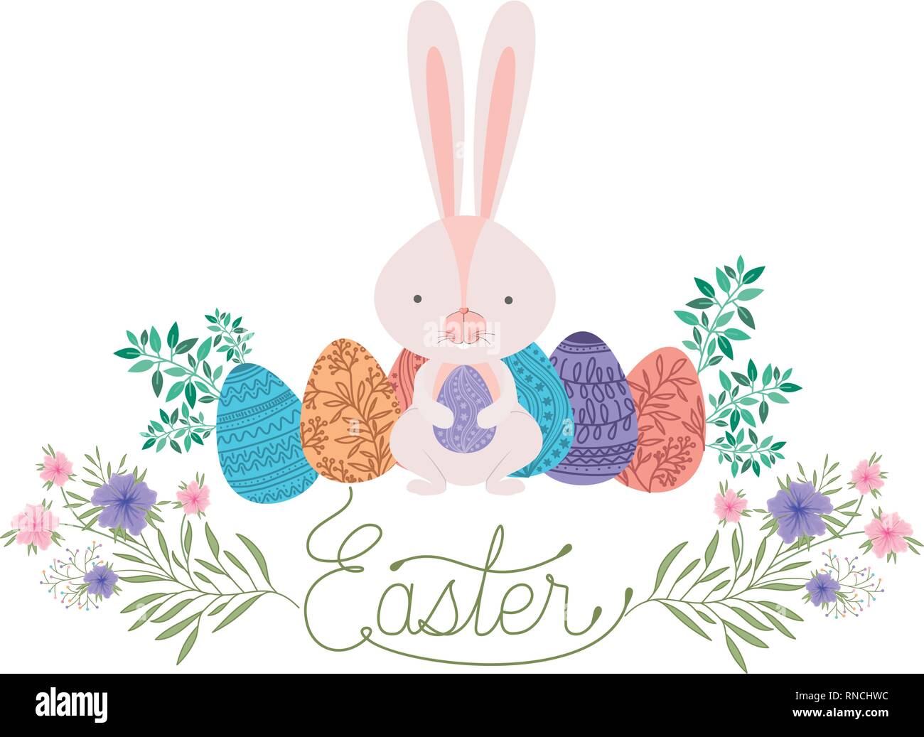 easter label with egg and flowers icon Stock Vector Image & Art - Alamy