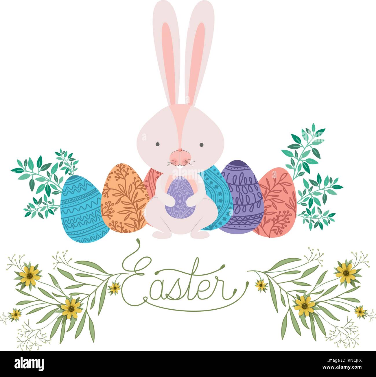 easter label with egg and flowers icon Stock Vector Image & Art - Alamy