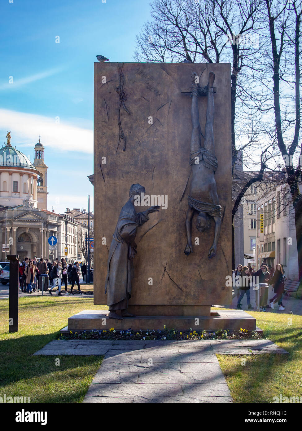 BERGAMO, ITALY-FEBRUARY 12, 2019: Partisan Monument by Giacomo Manzu (the pseudonym of Giacomo Manzoni) Stock Photo