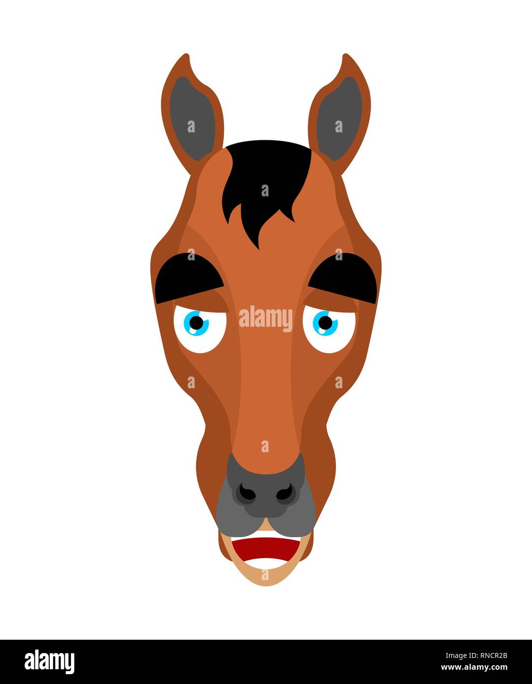 Horse happy emoji. Steed merry emotions. hoss Joyful. Vector illustration Stock Vector