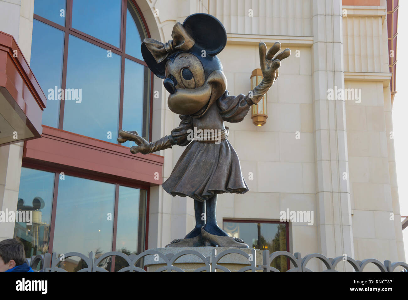 FRANCE, PARIS - February 28, 2016 - Bronze statue of Minie Mouse, who greets us enter Disneyland Park, Stock Photo